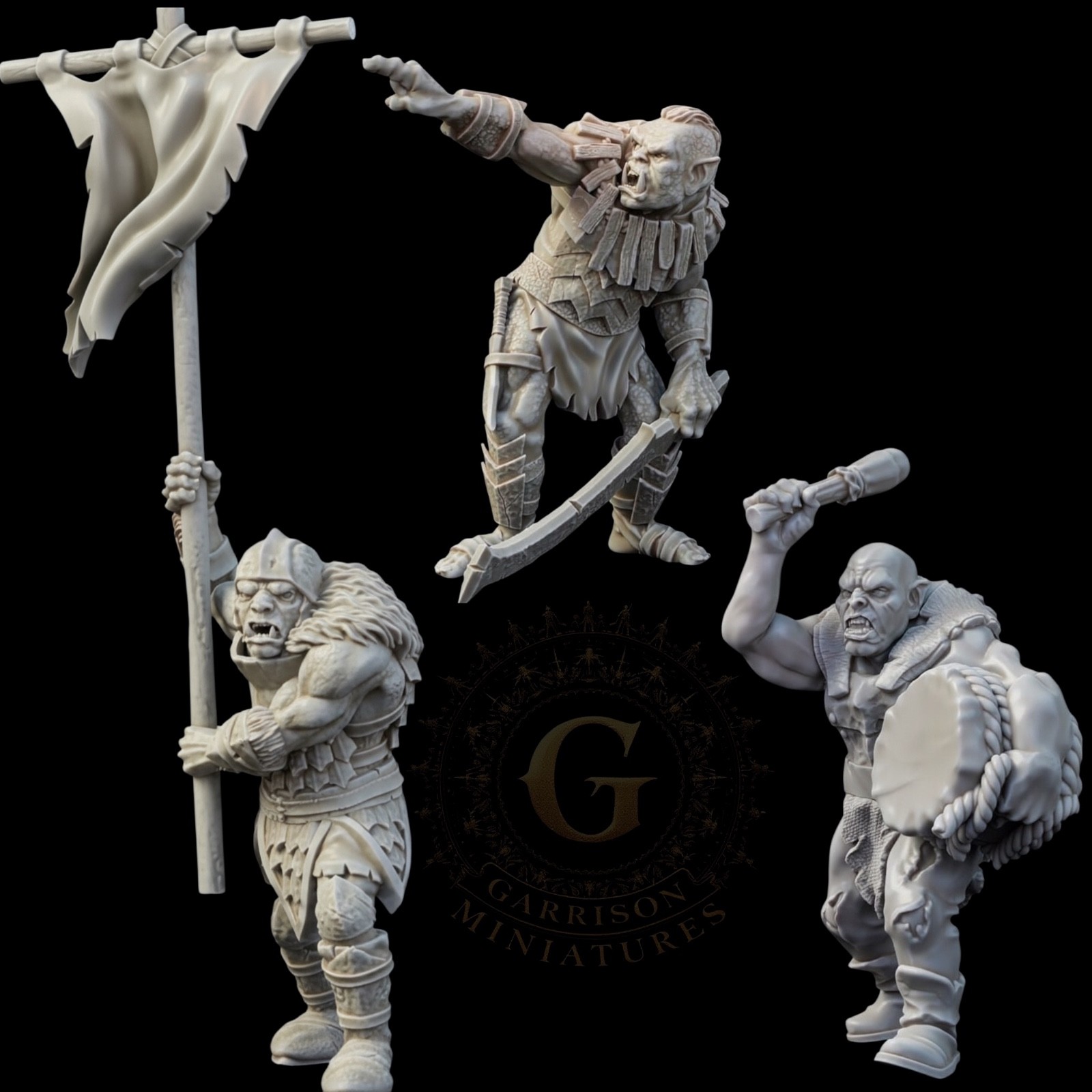 Orc Command Unit X3 - 28mm Fantasy Wargames & Diorama Miniatures