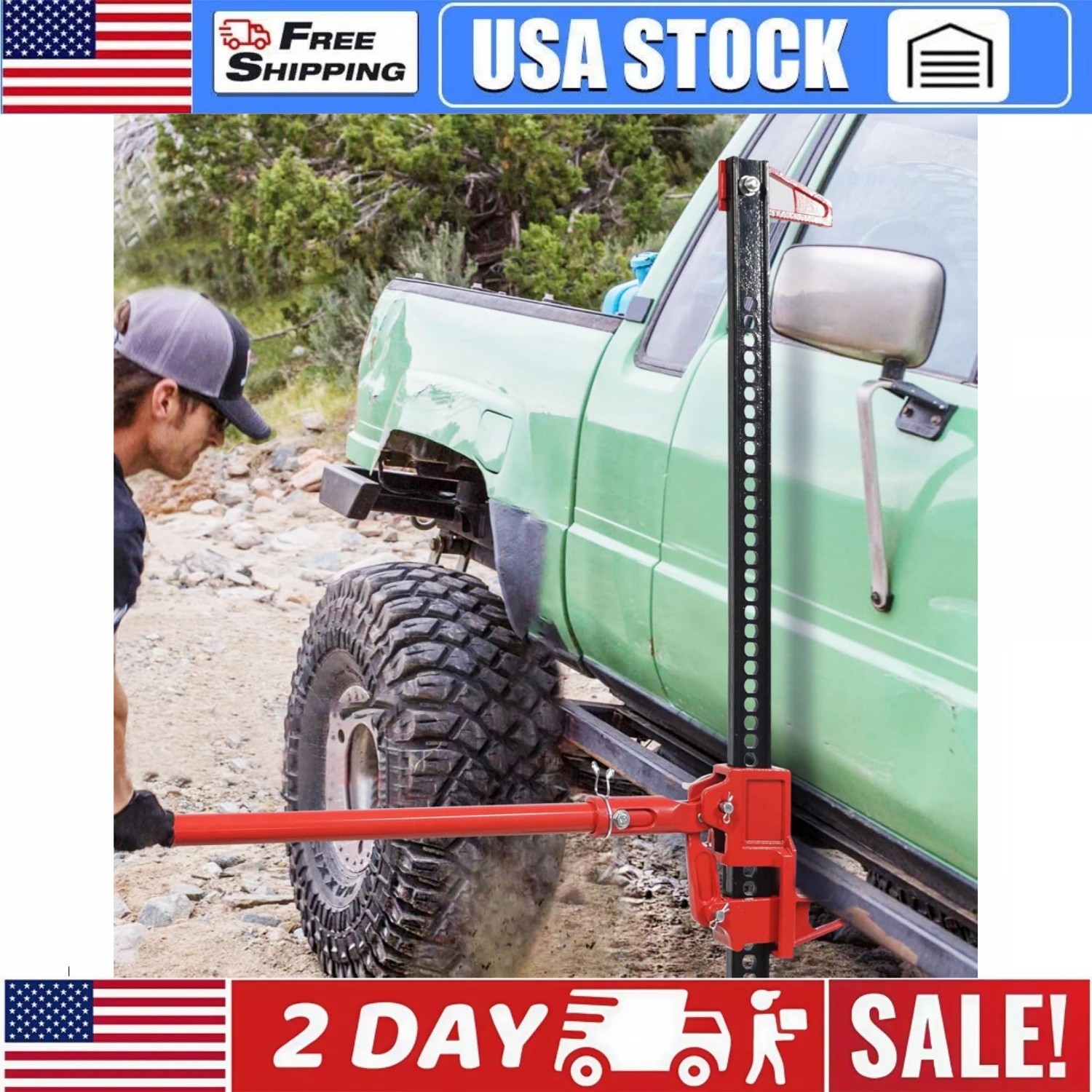 Farm Jack 60" High Lift Tire Jack Ratcheting Off Road Utility Farm Jack 6000 lbs