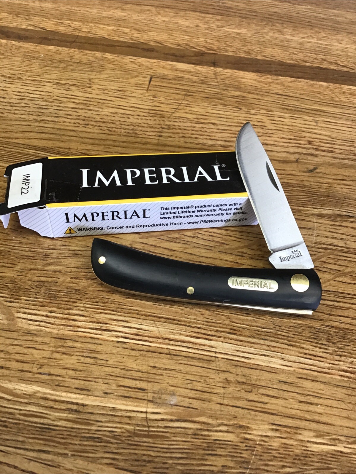 Schrade IMP22 Imperial Single Blade Pocket Knife, Black Handle