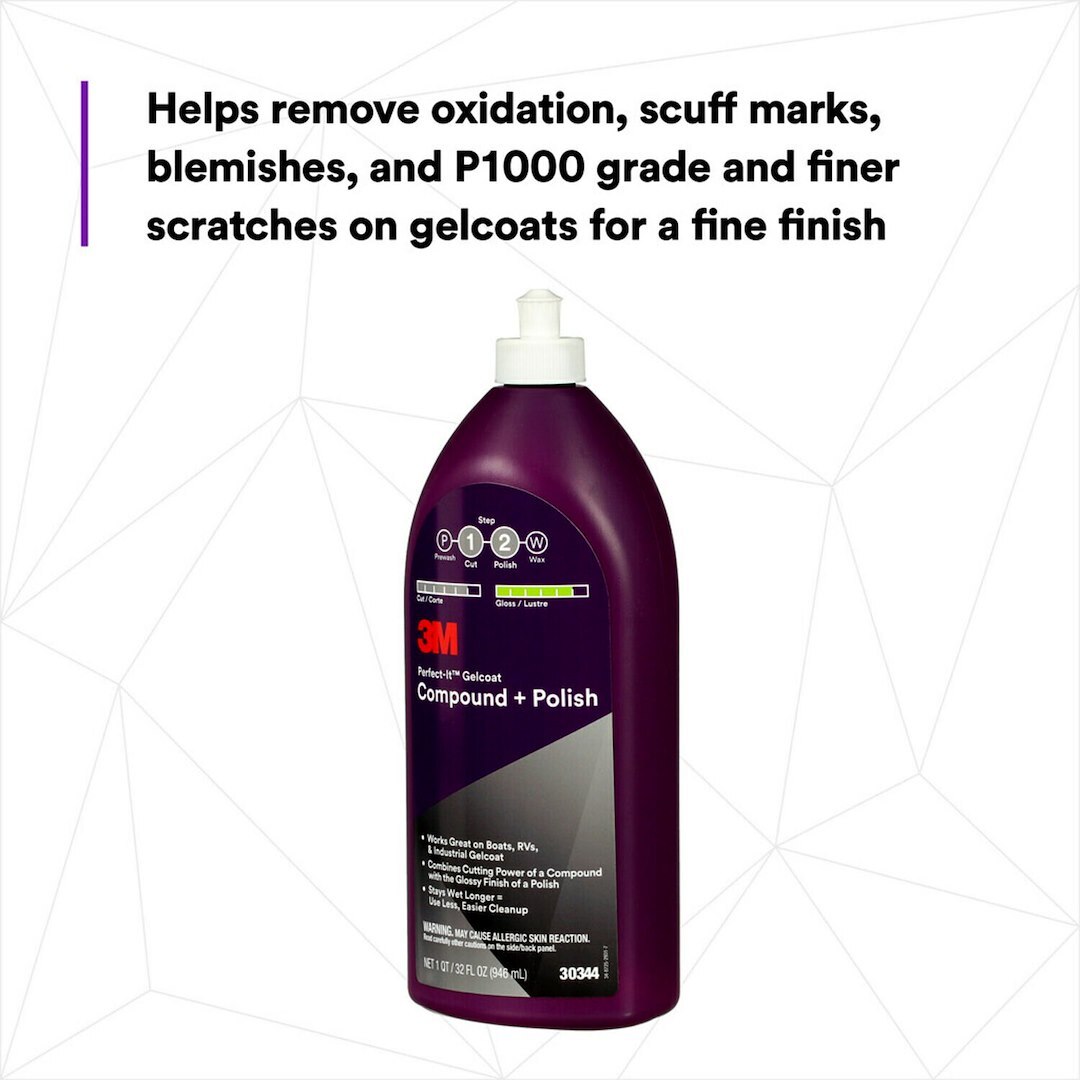 3M 30344 Marine Wax Liquid Removes P1000 And Fine Scratches On Gelcoat 32 Oz