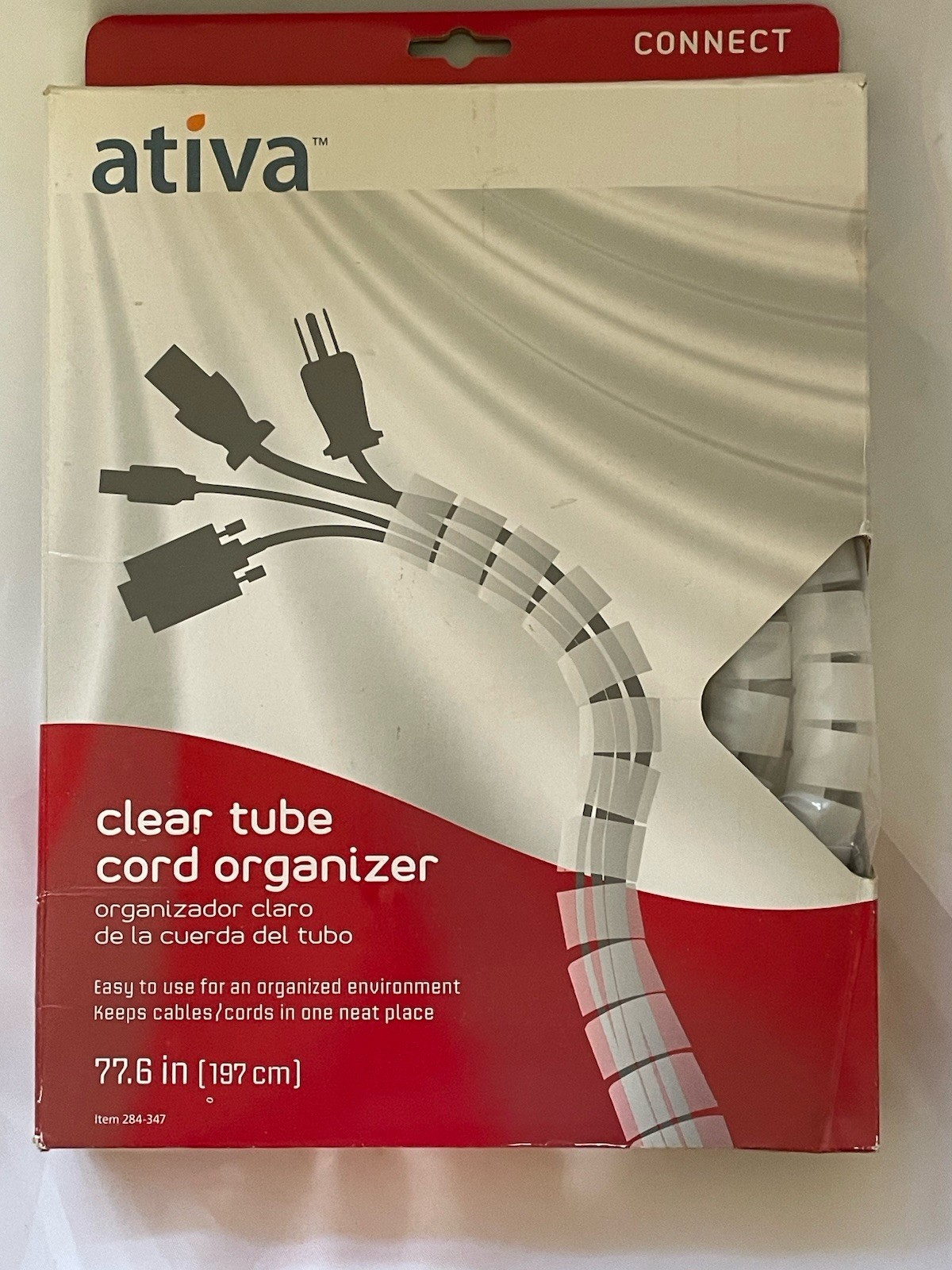CORD ORGANIZER MANAGEMENT WRAP, ATIVA FLEXIBLE CLEAR