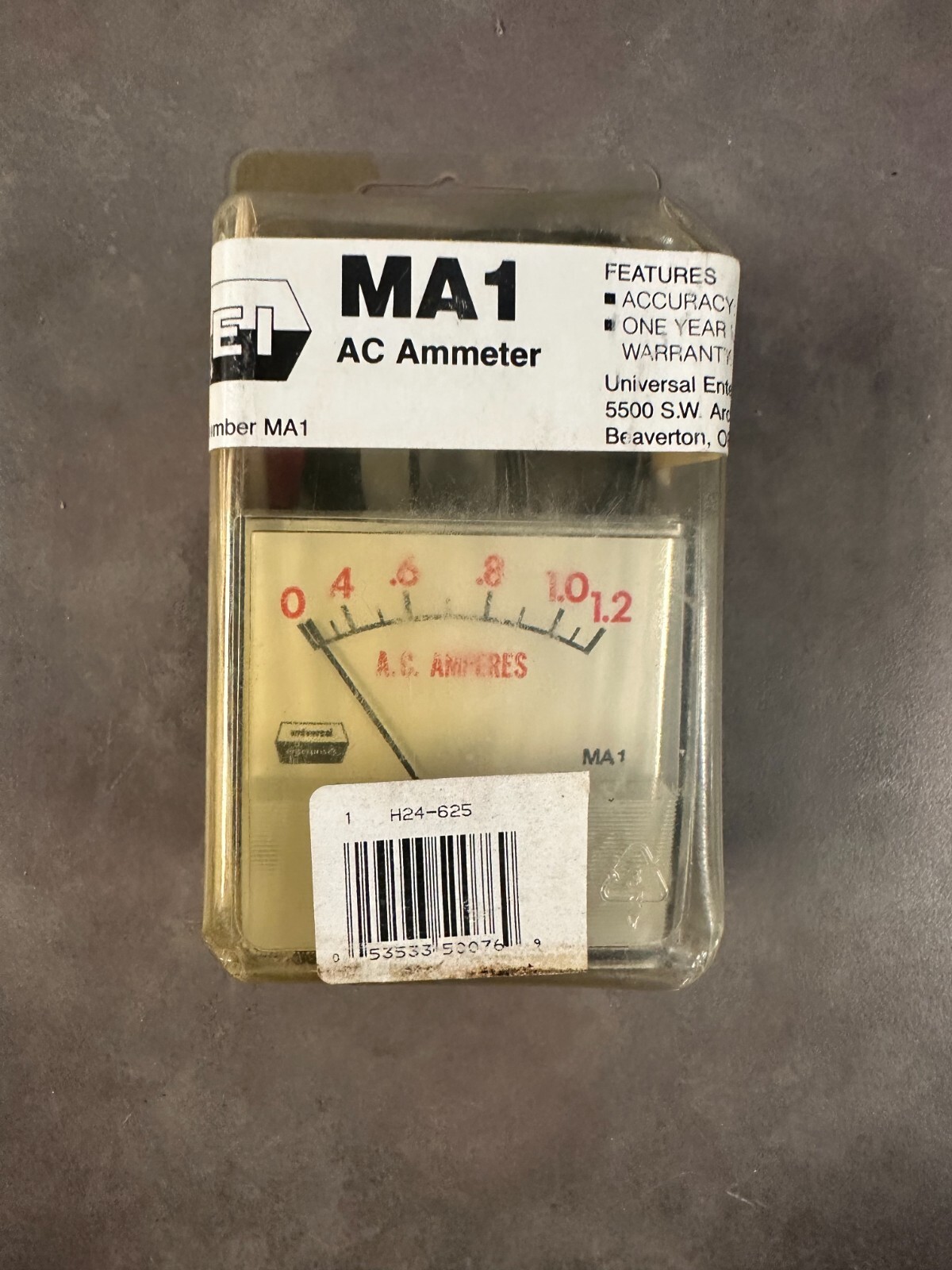 Universal Enterprises, MA1, Ammeter AC Amperes Analog Tester USA Made. H24-625