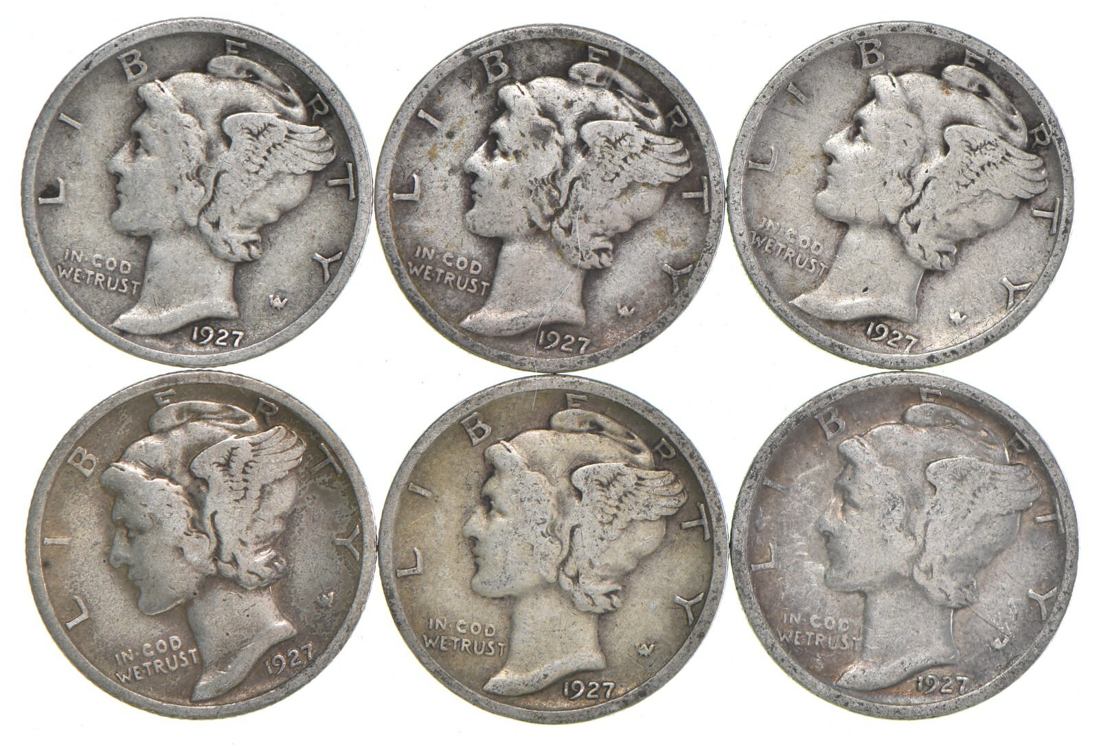 VG+ 1927 Mercury 90% Silver Dime