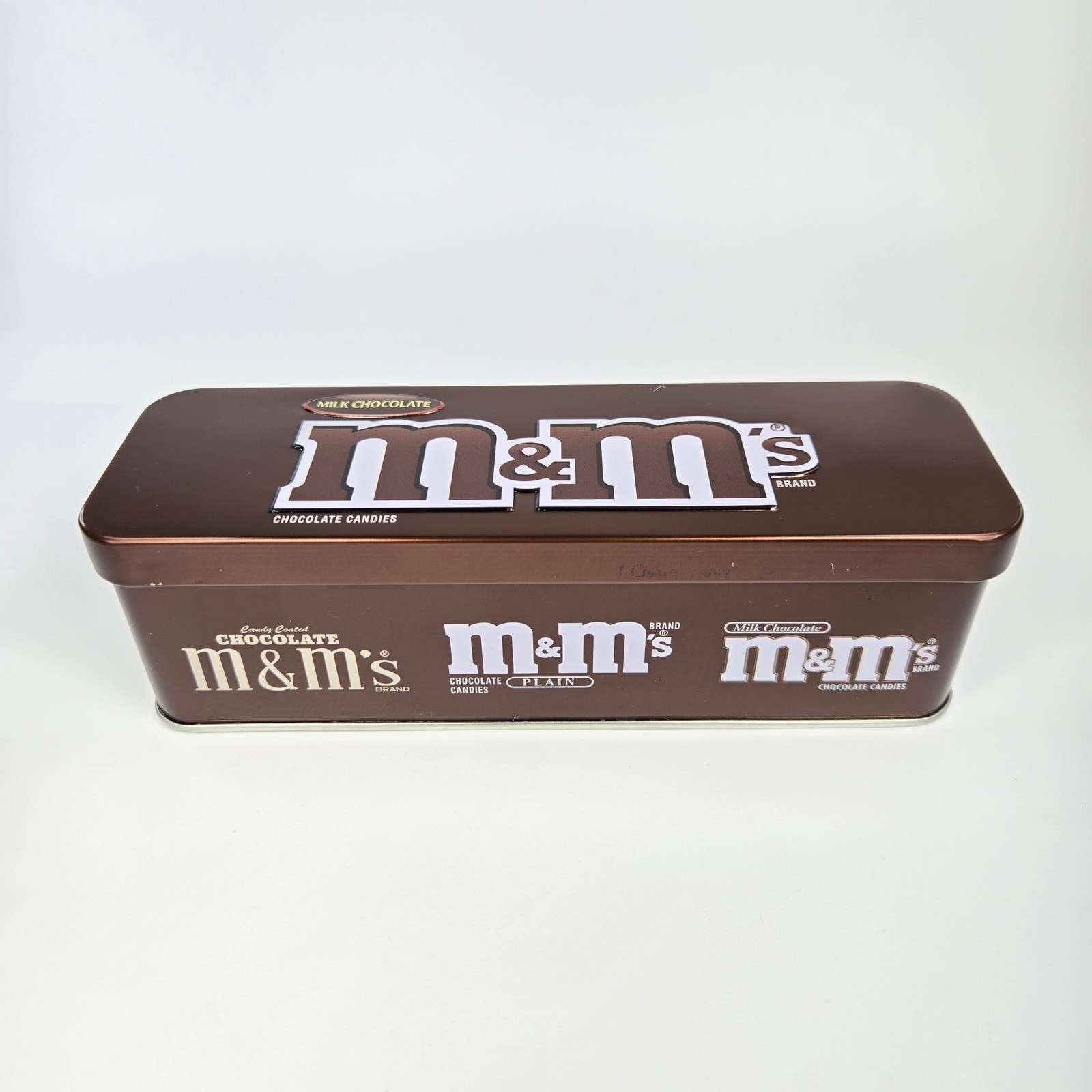 Vintage M&Ms Milk Chocolate Candy Tin Metal Rectangular Collectible Box Fun Size