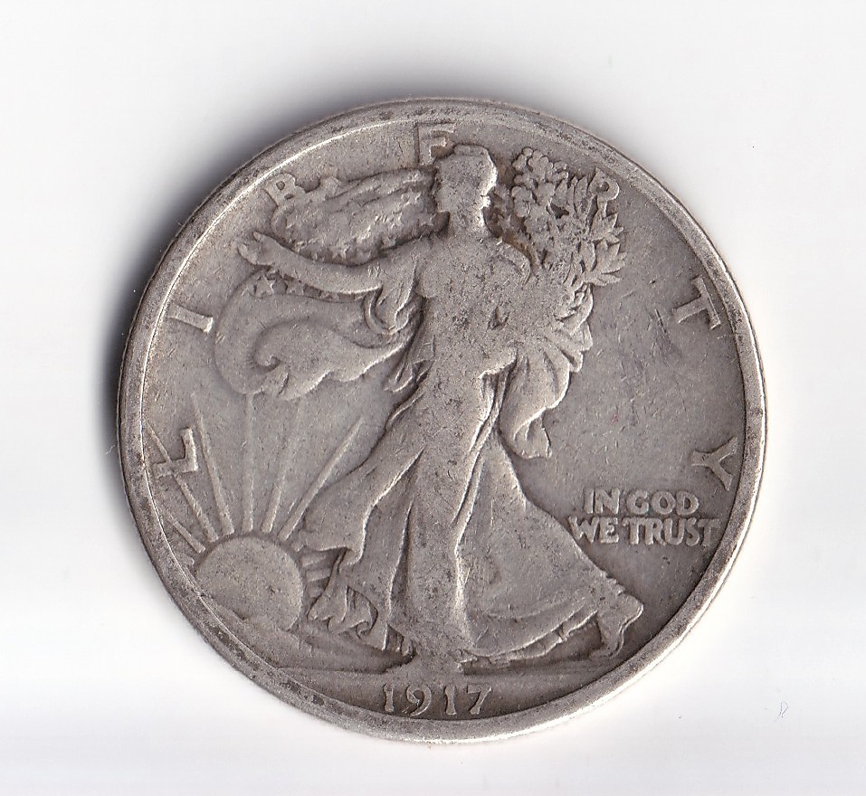 1917-S Rev Mint Mark, Walking Liberty Half Dollar, NO COMBINED SHIPPING