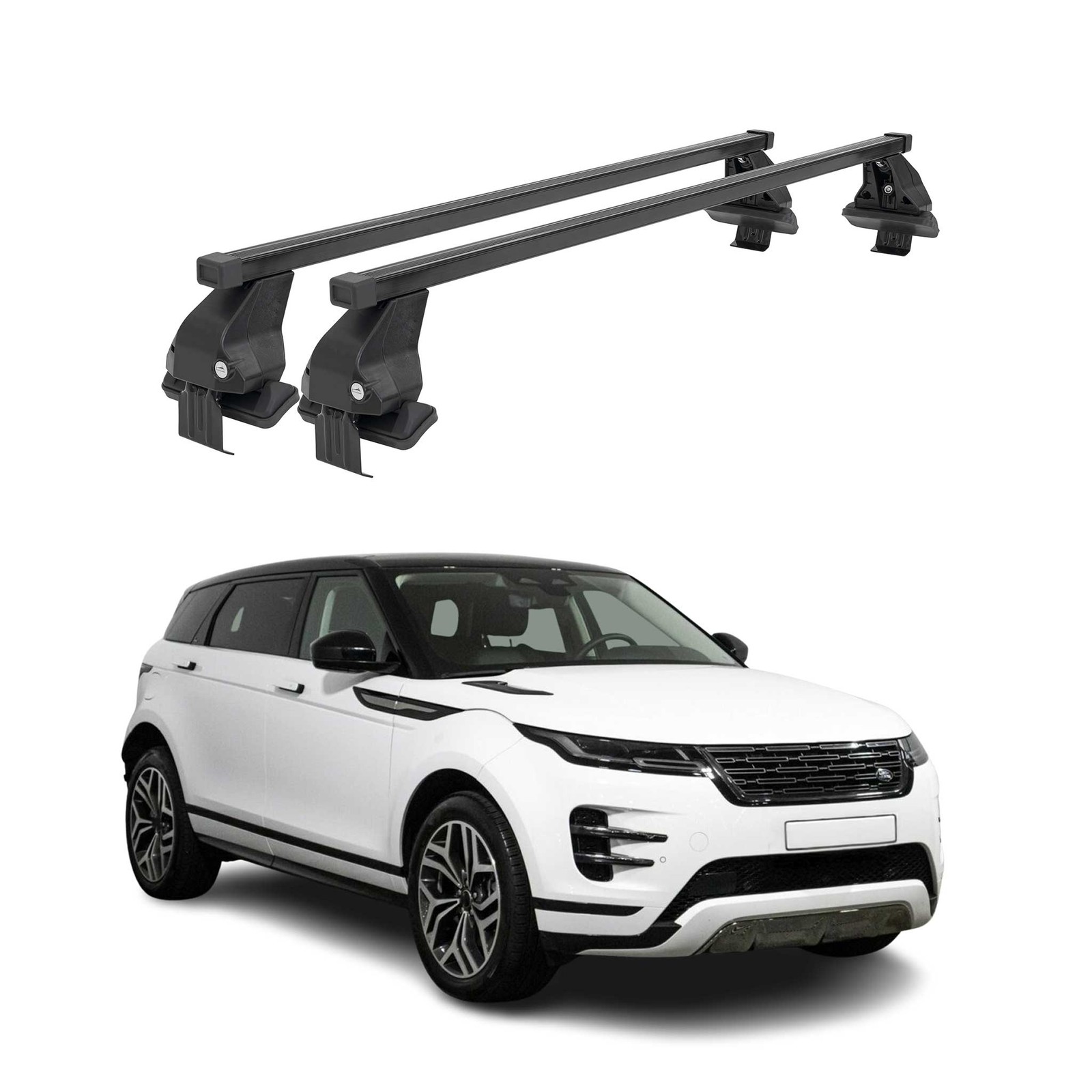 Smooth Roof Racks Cross Bars for Land Rover Range Rover Evoque 2020-2026 Black