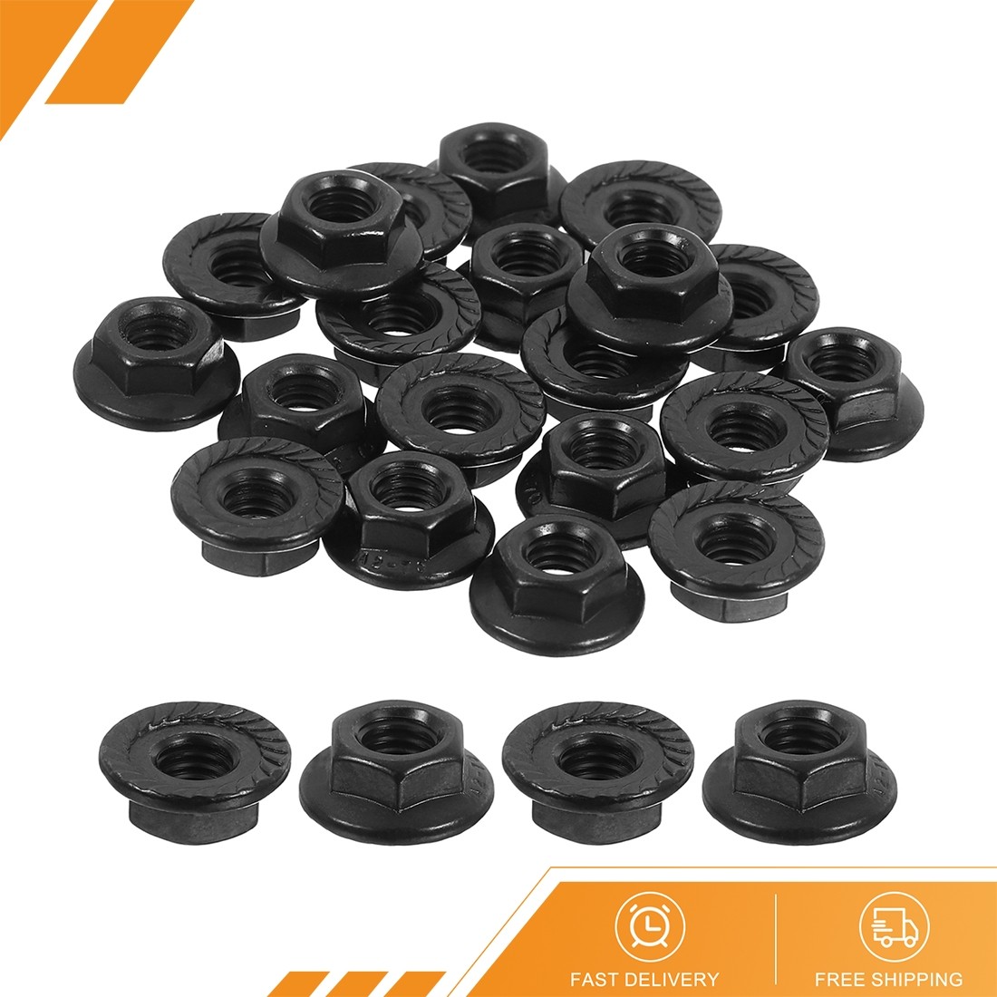 20pcs - M5x0.8mm Serrated Flange Hex Lock Nuts Hexagon Flange Nut Black