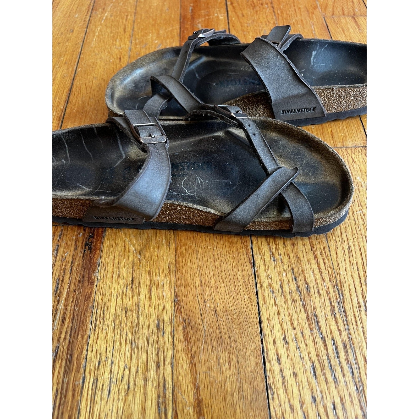 Birkenstock Mayari Shoes Womens Size 7.5 EU 38 Brown Leather Strappy Sandals