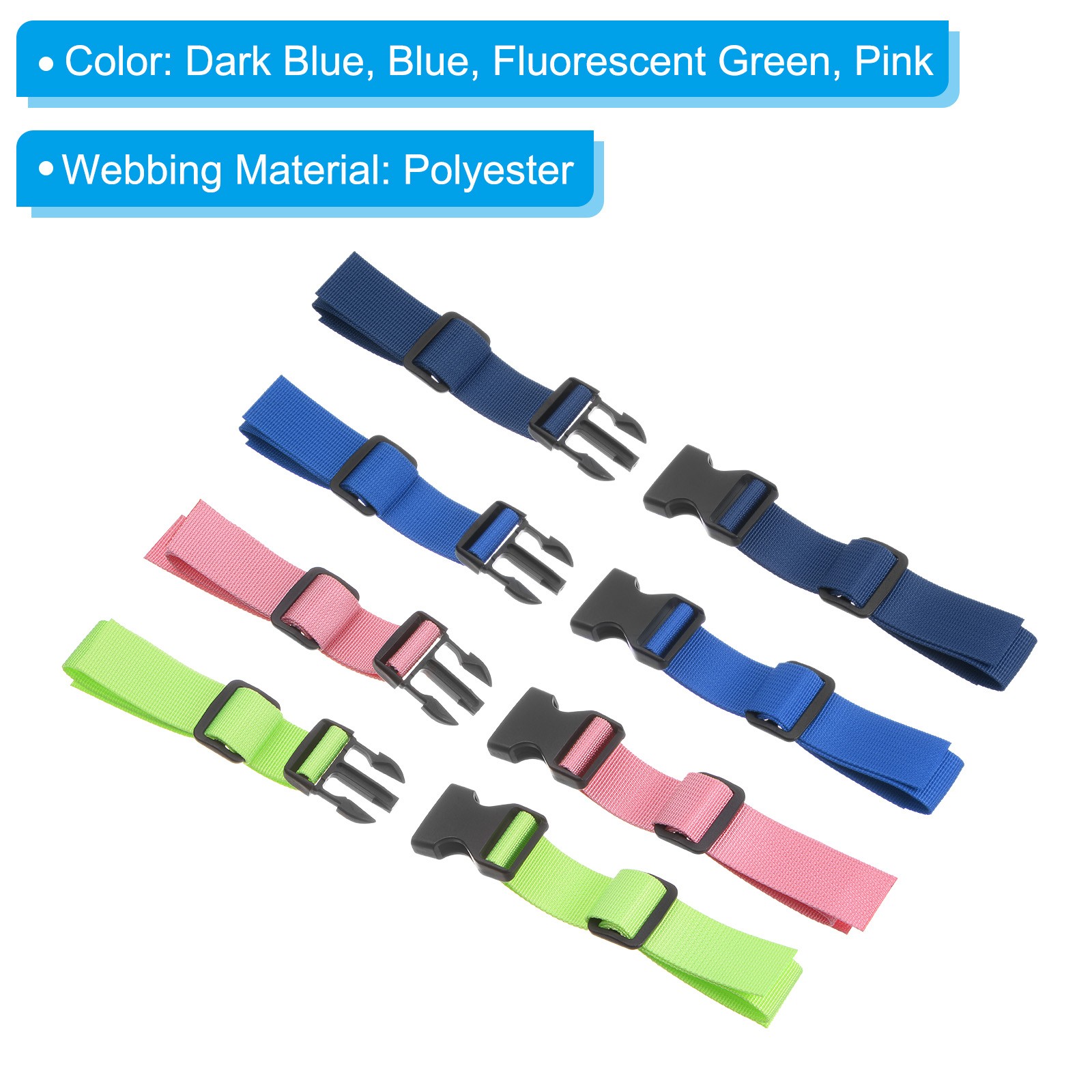 Backpack Chest Strap Set, 4 Pcs Strap with Quick-Release Buckle, Multicolored