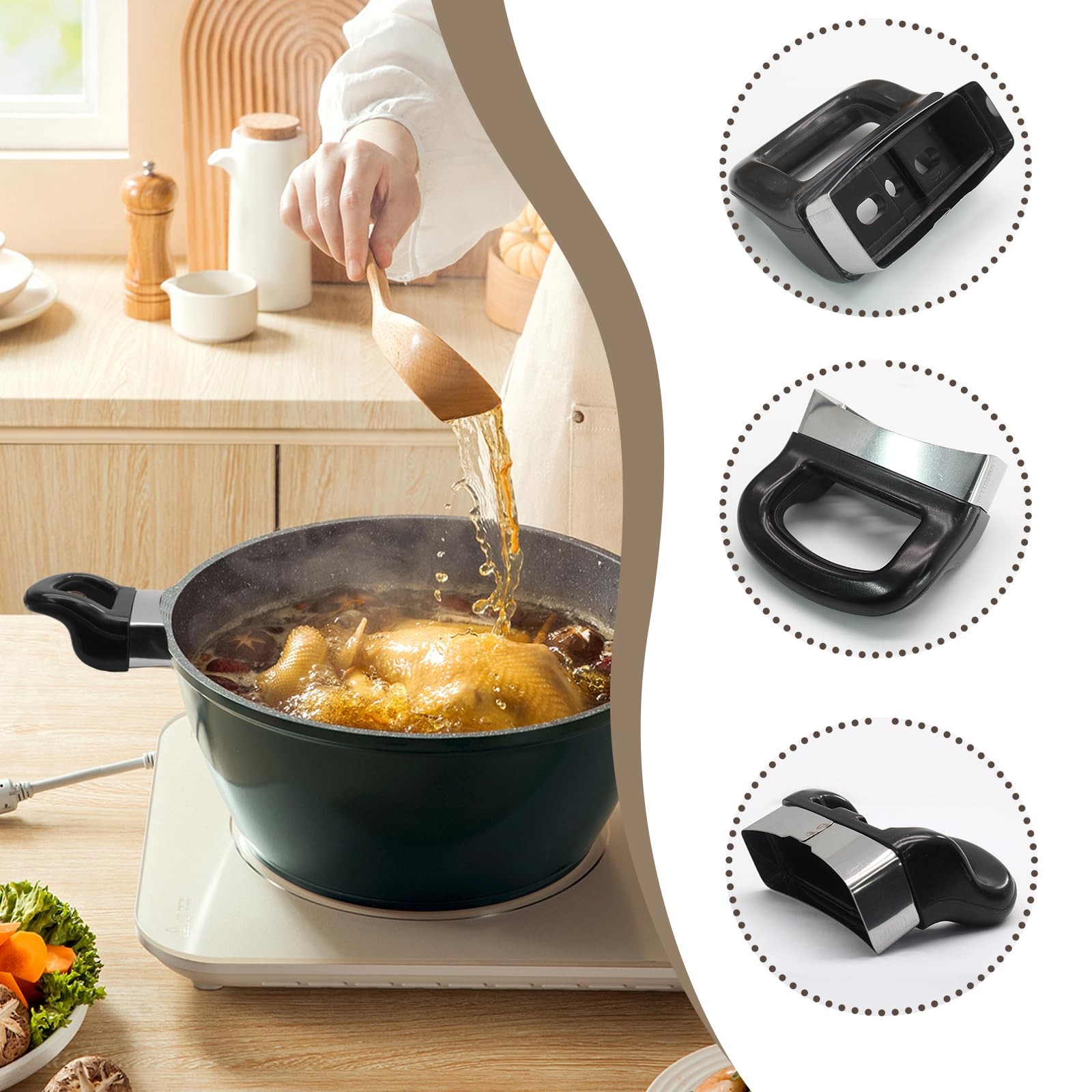 4 PCS Universal Pot Handle Replacement For Sauce Cooker Steamer Short Side