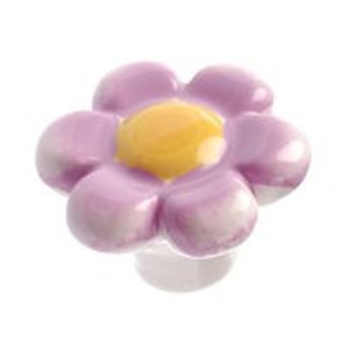 1-1/2" Montauk Purple and Yellow Porcelain Flower