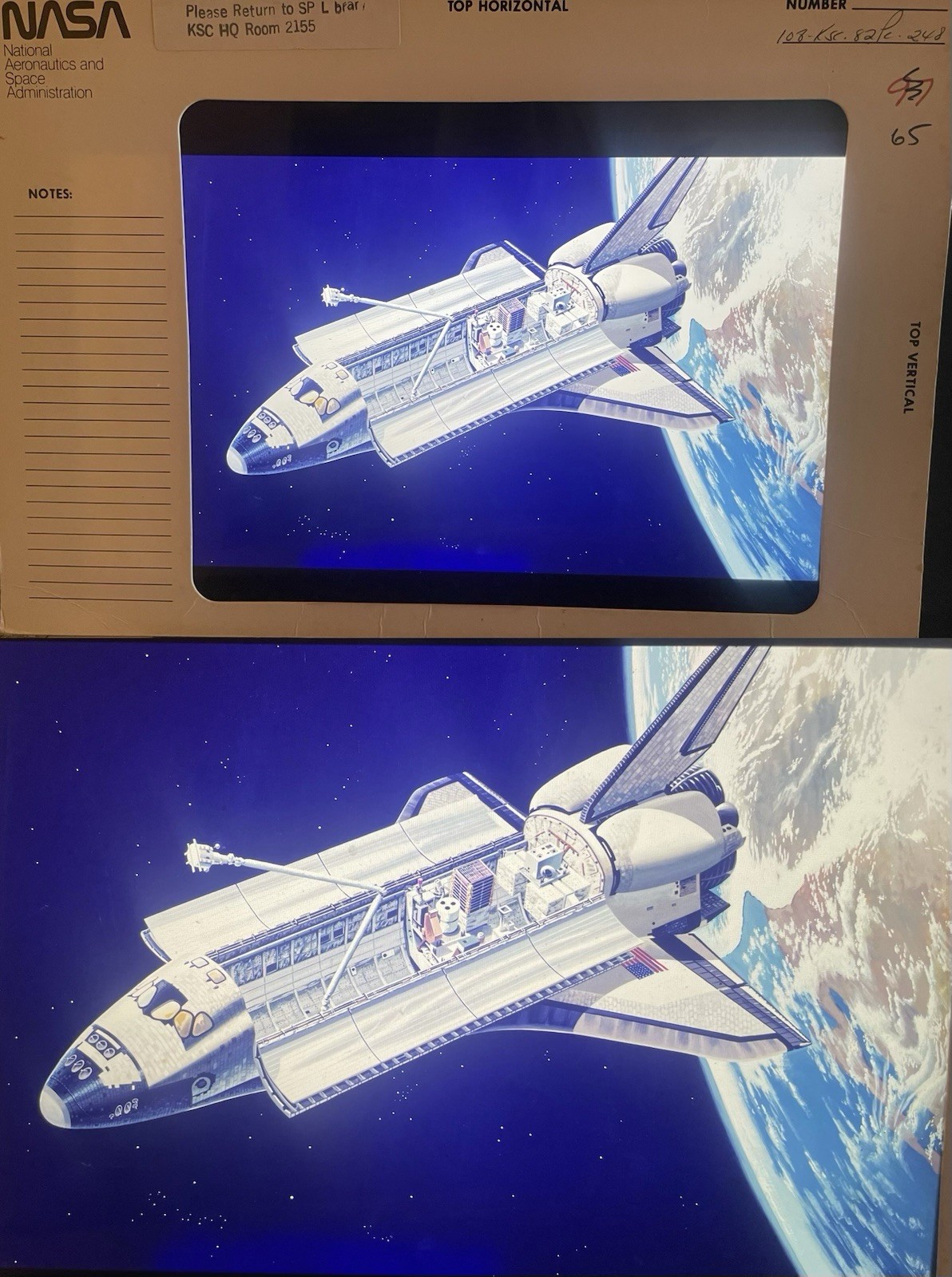 1982 NASA KSC Space Shuttle Orbiter Cargo Payload Bay Presentation Transparency