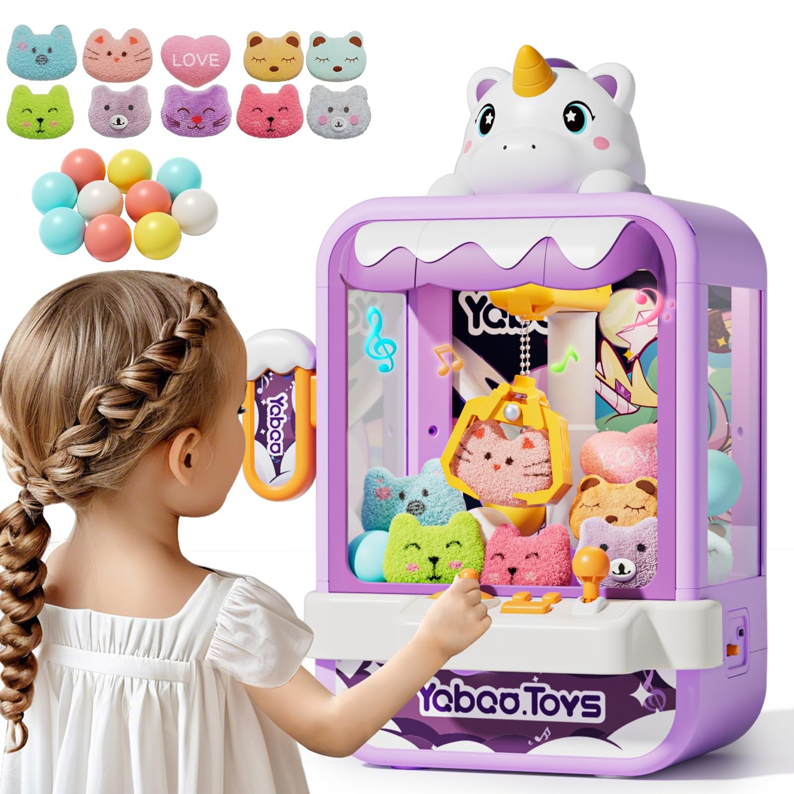 Vanvimen Unicorn Claw Machine Toy for Girls 4-8, Vending Arcade Game Gifts