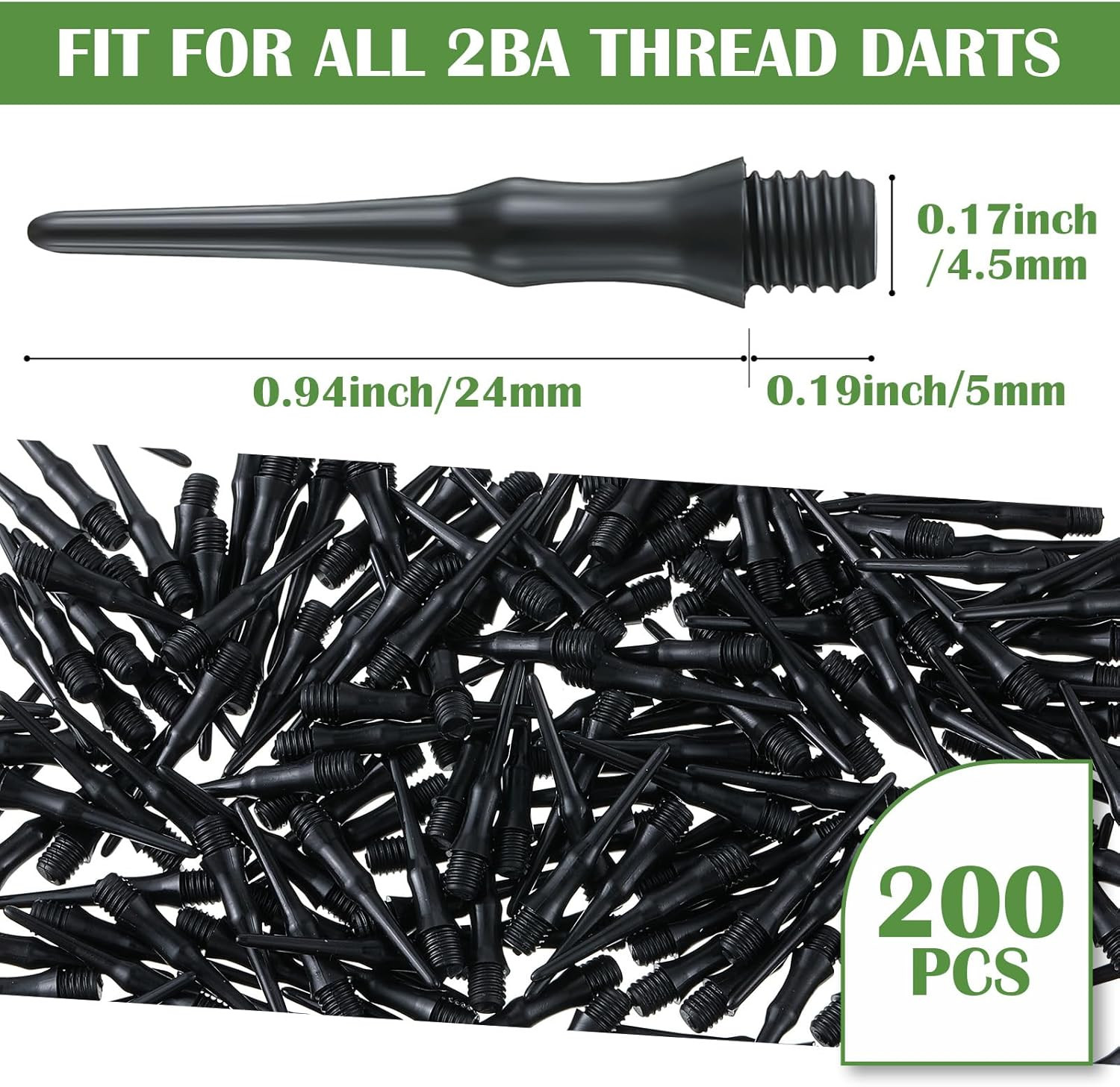 200Pcs 2BA Soft Tip Dart Points Replacement Accessories