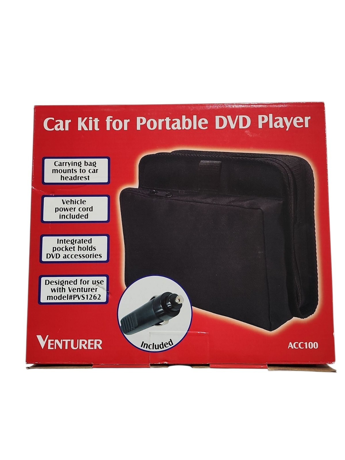 Venturer Car Kit for Portable DVD Player ACC100 new in box 2005