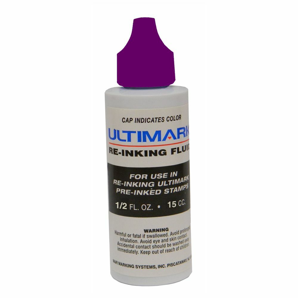 Ultimark Pre-inked Stamp Ink, Violet, .5 Oz Drip Spout Bottle