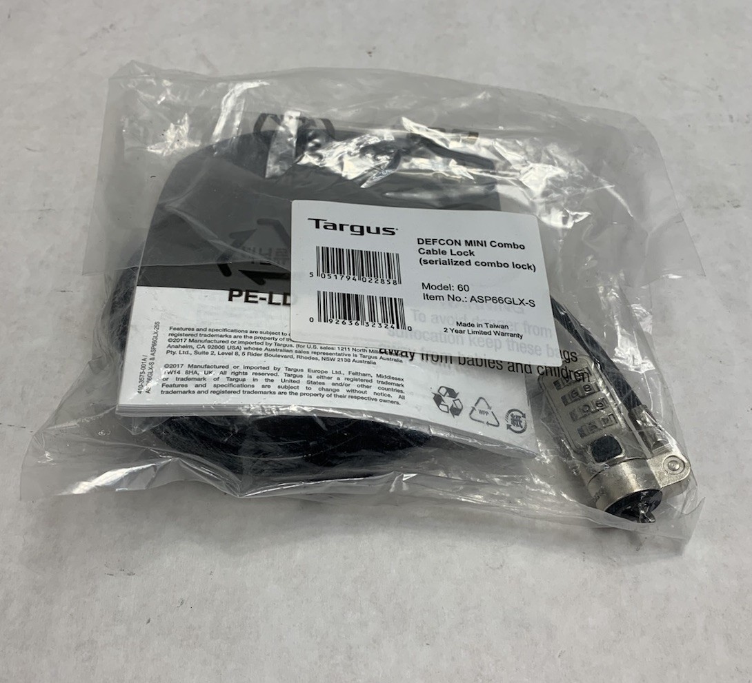 Targus DEFCON MINI 60 ASP66GLX-S Combo Cable Lock