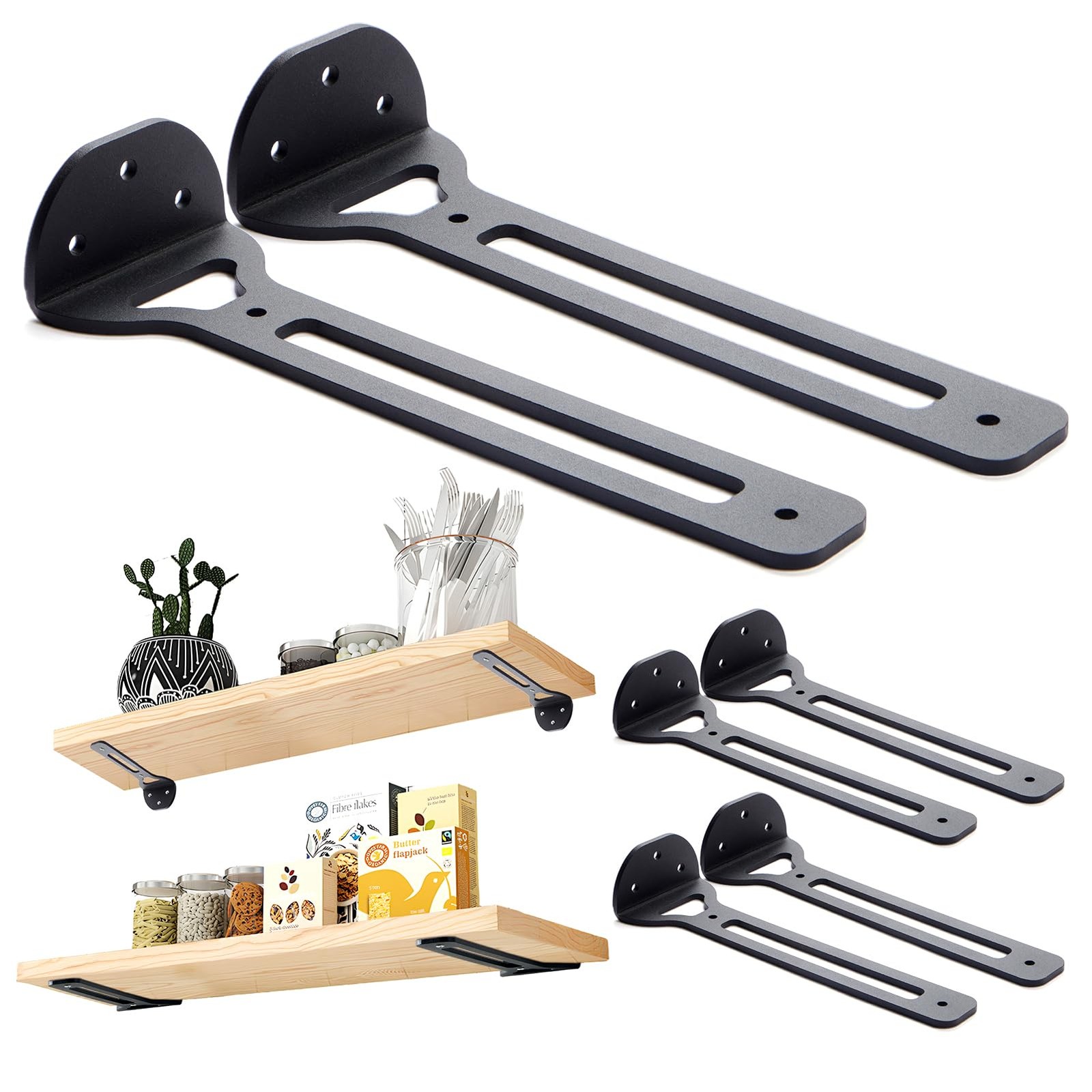 6 PCS Industrial Metal Heavy Duty L Shape Floating Shelf Bracket 12 Inch
