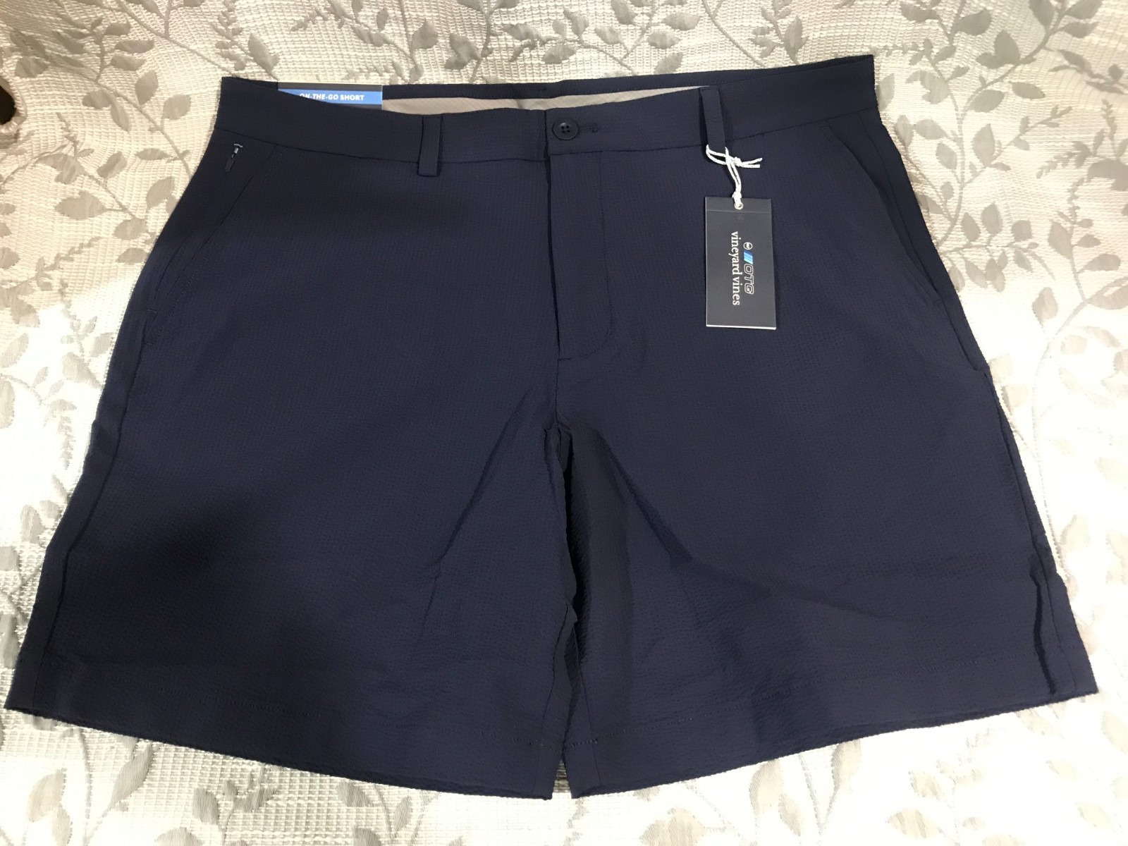 Vineyard Vines Men's Size 38 Navy 7" On-The-Go Seersucker Novelty Shorts $98.50