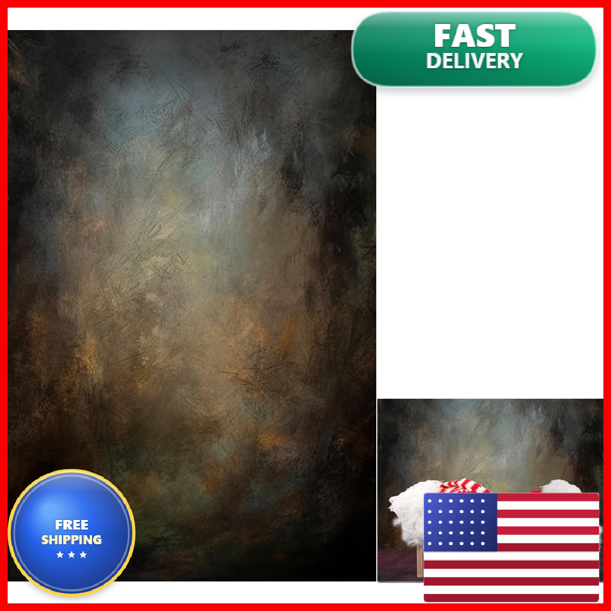 Hmtfoto 5X7Ft Old Master Mottled Portrait Photography Backdrops Abstract Rust