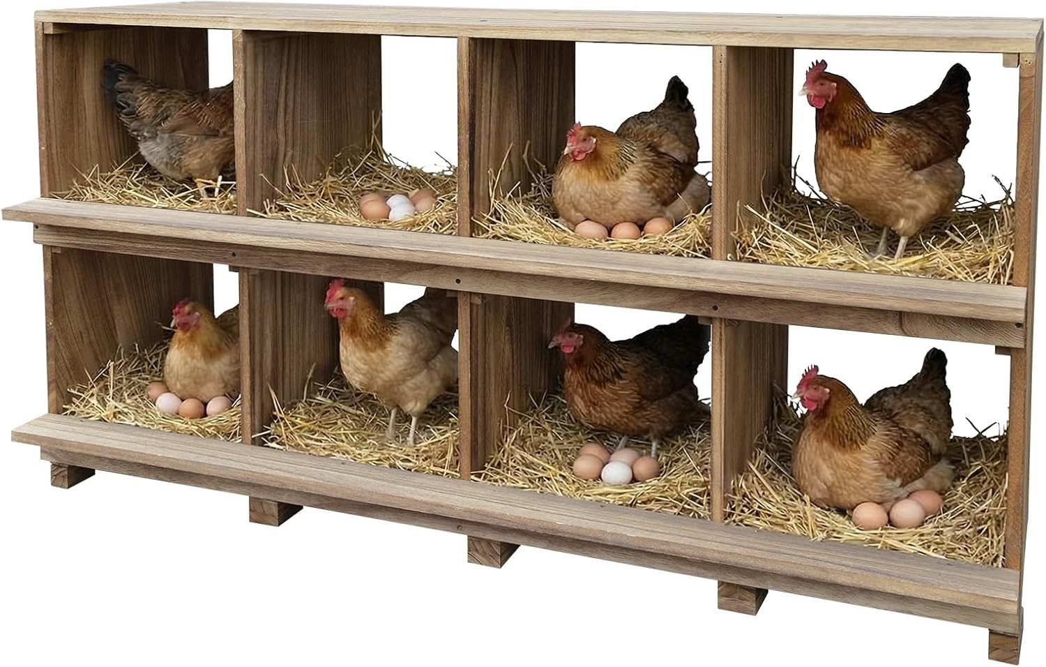 Chicken Nesting Box 8 Compartment Wooden Nesting Boxes Floor Stand/Wall Mount
