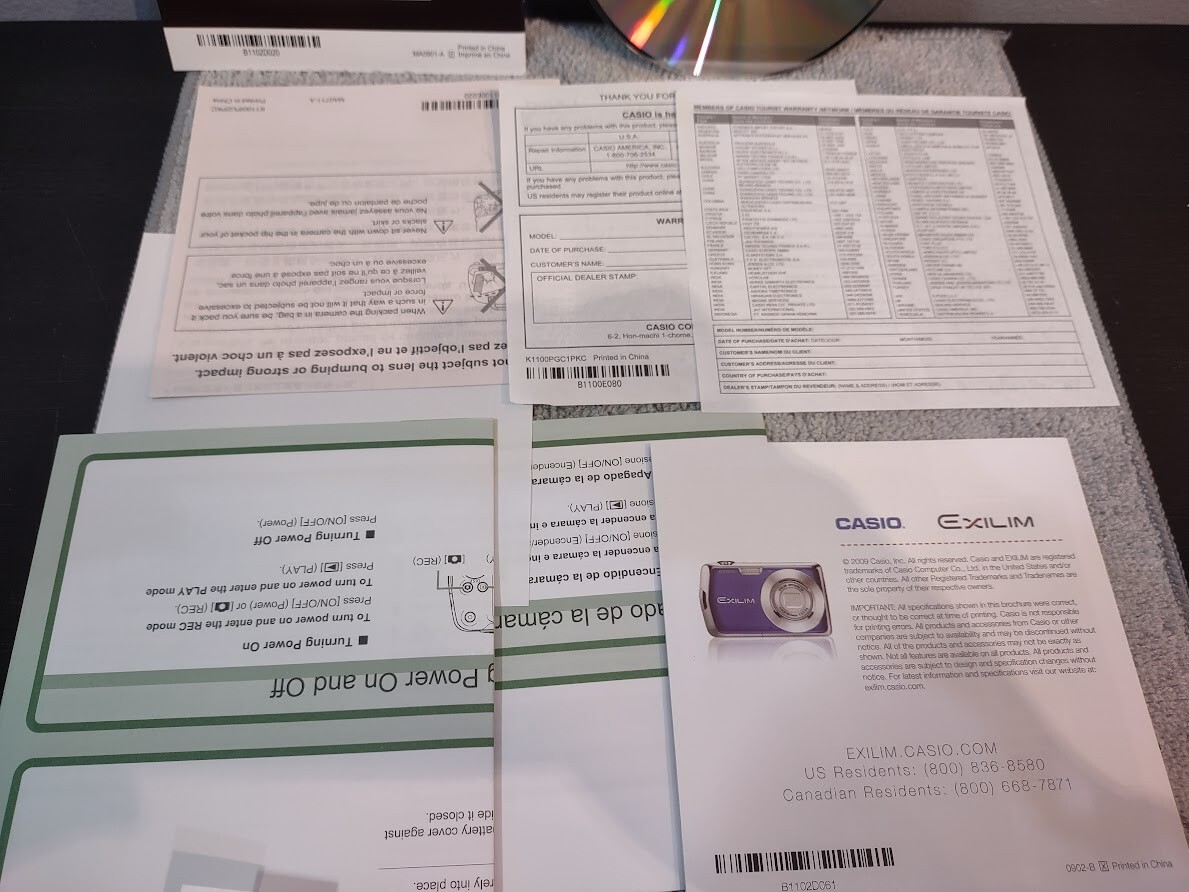 Casio Digital Camera Software CD Disc Windows W/ EX-S5 Guide, EXILIM Manual Docs