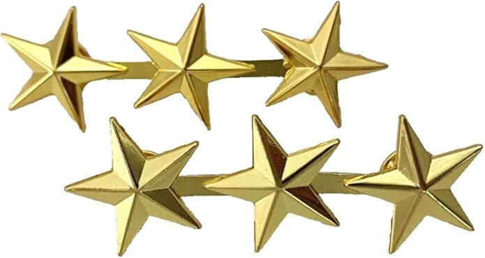 WW2 US ARMY OFFICER 3 STAR LIEUTENANT GENERAL RANK BADGES PIN GOLD 1PAIR