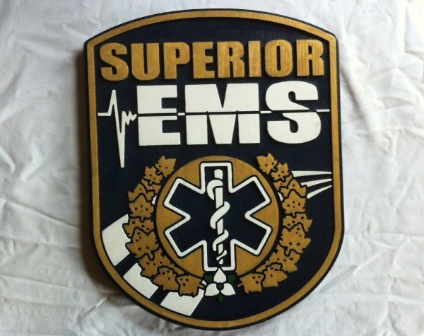 Fire Department Superior EMS 3D routed wood patch plaque sign Custom carved