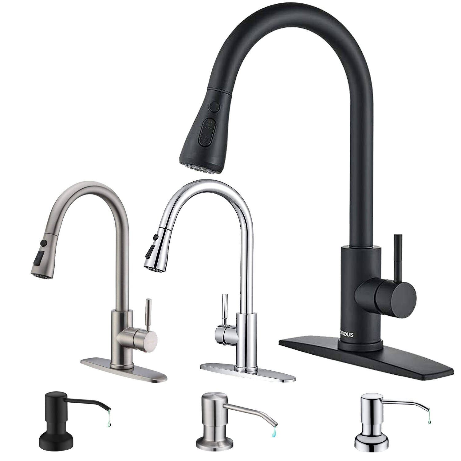 Kitchen Sink Faucet Pull Down Sprayer Swivel Single Handle Pull Out Mixer Taps
