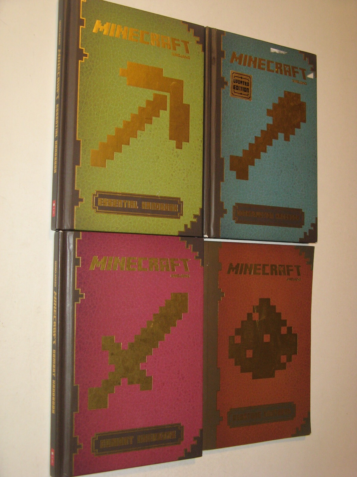 Minecraft Handbook lot Construction, Essential, Combat, Redstone hardcover+pb