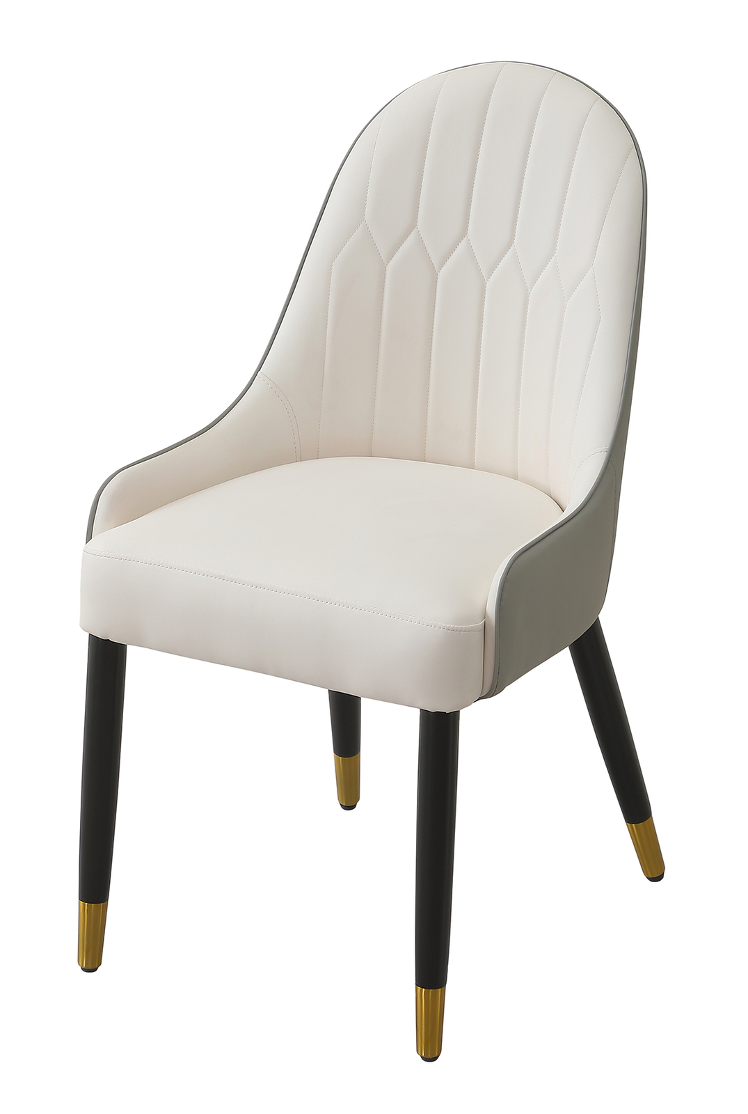 2pcs Upholstered Accent PU Leather Chairs Faux Leather Dining Chair W/Metal Leg