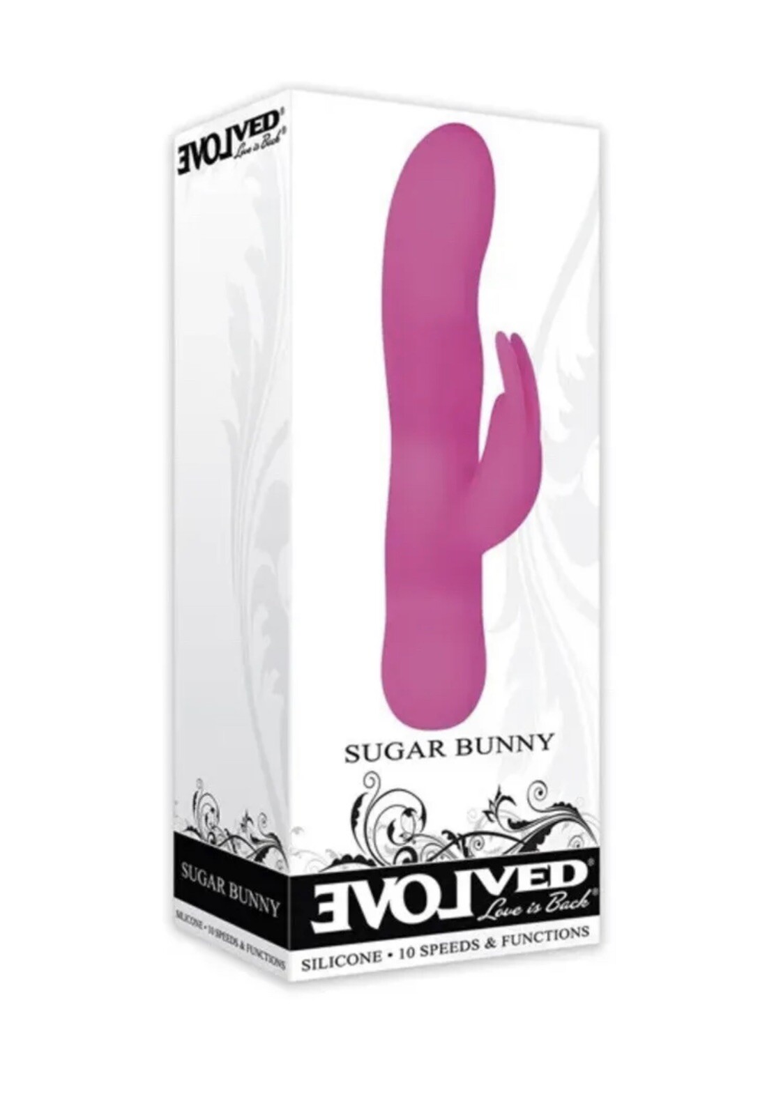 Evolved Sugar Bunny Silicone Vibrating Rabbit Dildo 6.75" Multi-Speeds massager