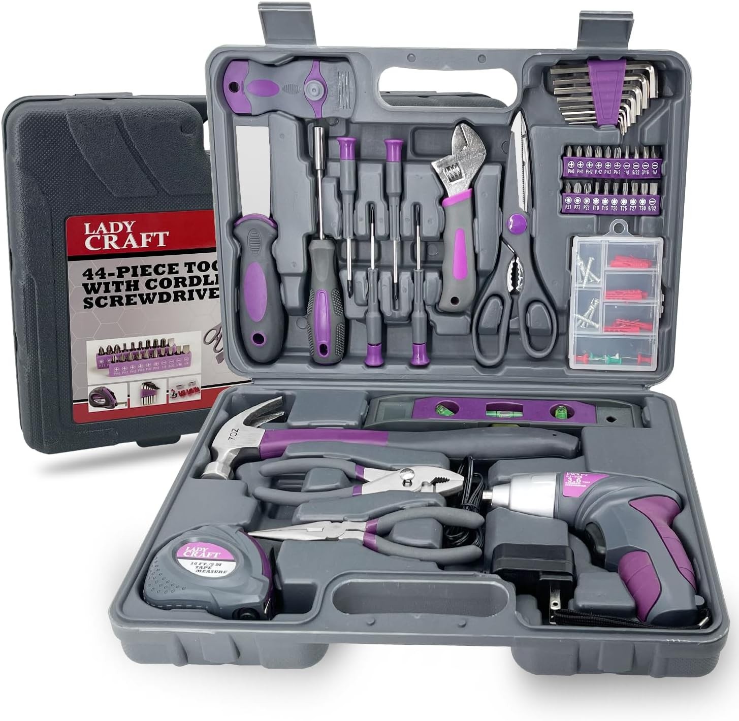 Pink 44-Piece Cordless Screwdriver Tool Kit for Women Home Repair