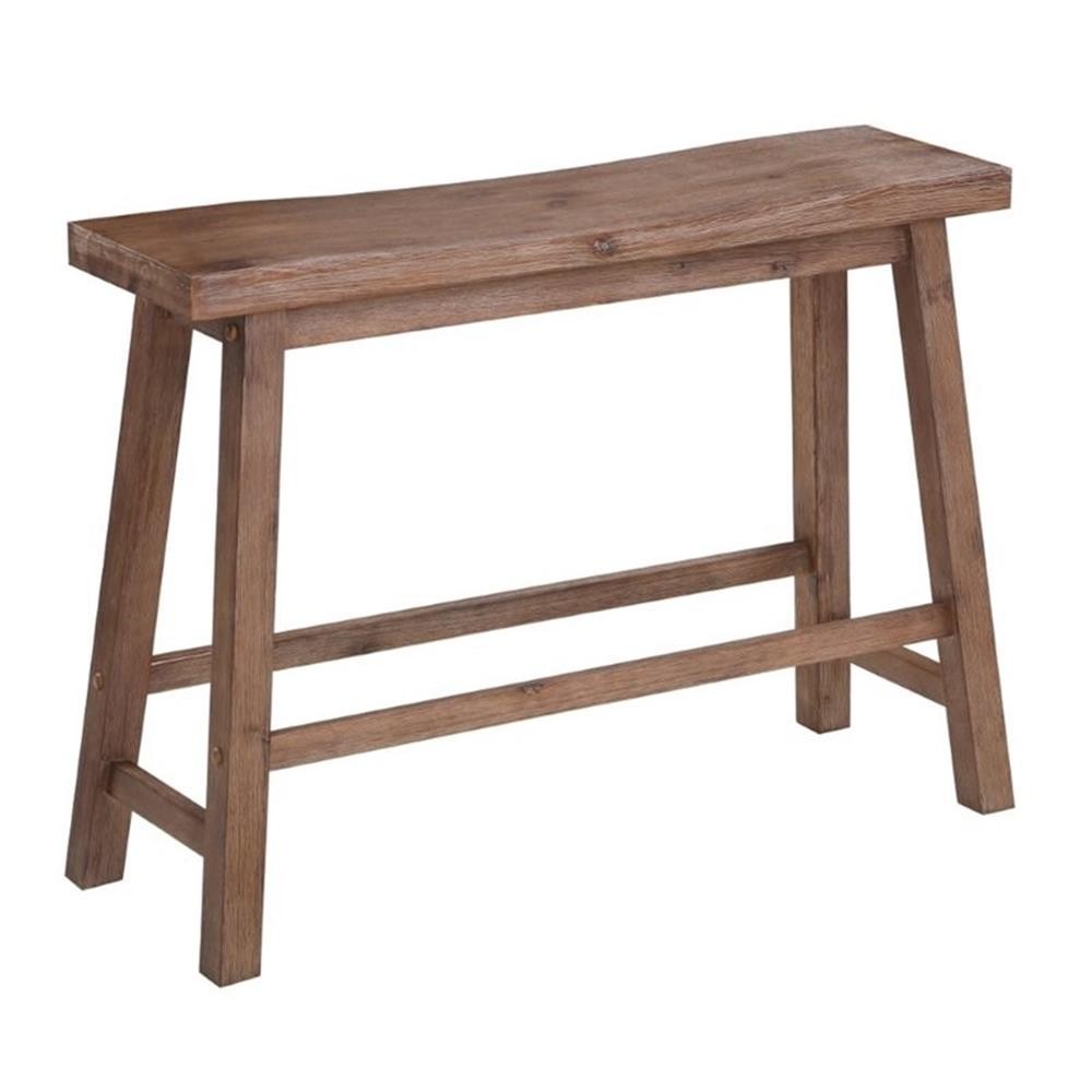 Hoesphere Furniture 24.5" Farmhouse Wood Bench in Barnwood Wire-Brush Brown