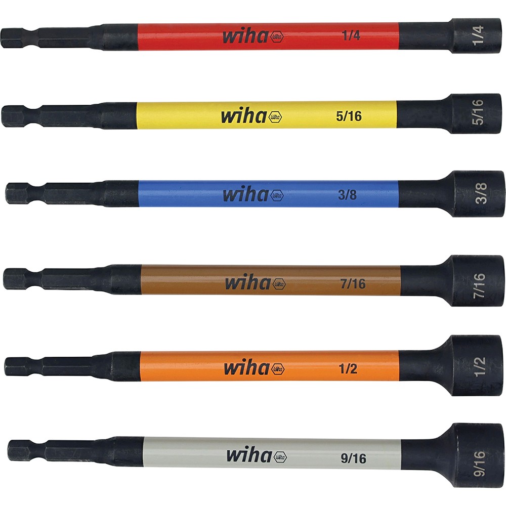 6 Piece Color Coded Magnetic Nut Setter SAE Set 70486 WIHA 70486 84705704869
