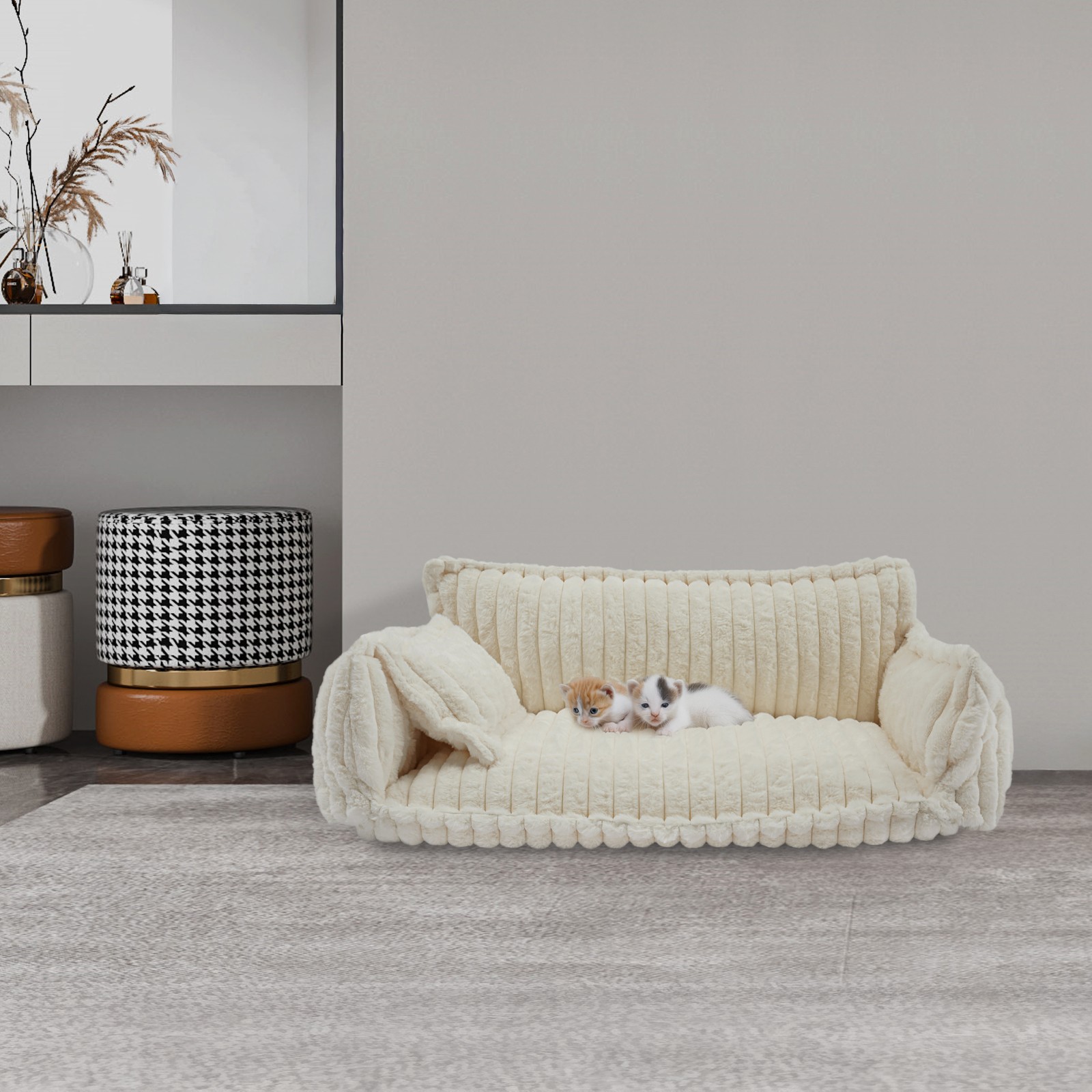 Pet Couch with Removable Washable Cover, Pet Couch Bed for Dog and Cat, Calming