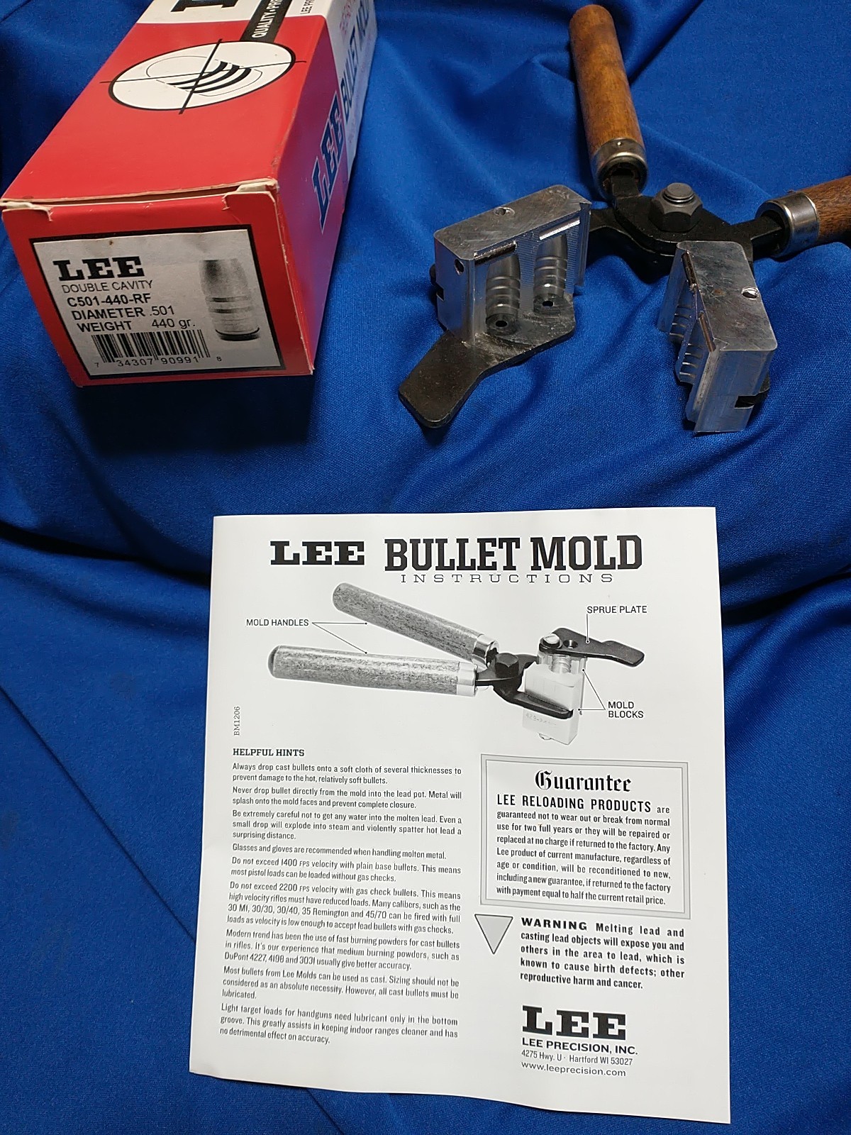 LEE MOLD DOUBLE CAVITY C501-440-RF DIAMETER .501 WEIGHT 440 GR. BULLET PISTOL