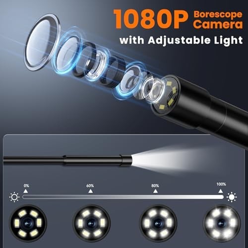 Waterproof Endoscope Camera with Light - 16.4FT Borescope, 32GB Card, PC & Andro