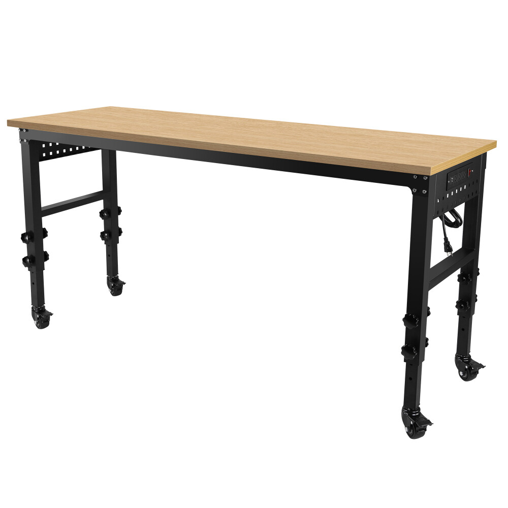 Rolling Heavy-Duty Adjustable Workbench w/4 Universal Wheels&4 Rubber Feet