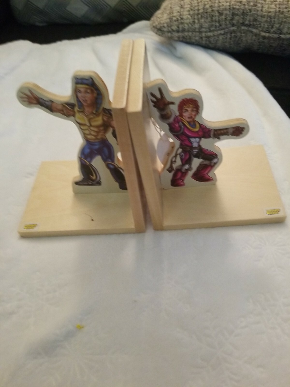 Family Values LLC Almighty Heroes Action Figures From The Bible Wood Book Ends