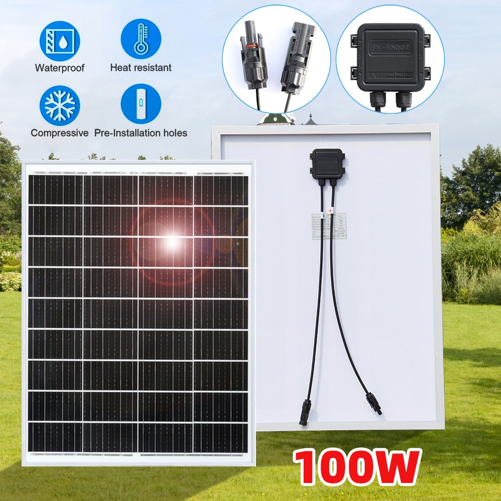100W Rigid Monocrystalline Solar Panel Kit for Home Caravan RV Boat 12V Charger