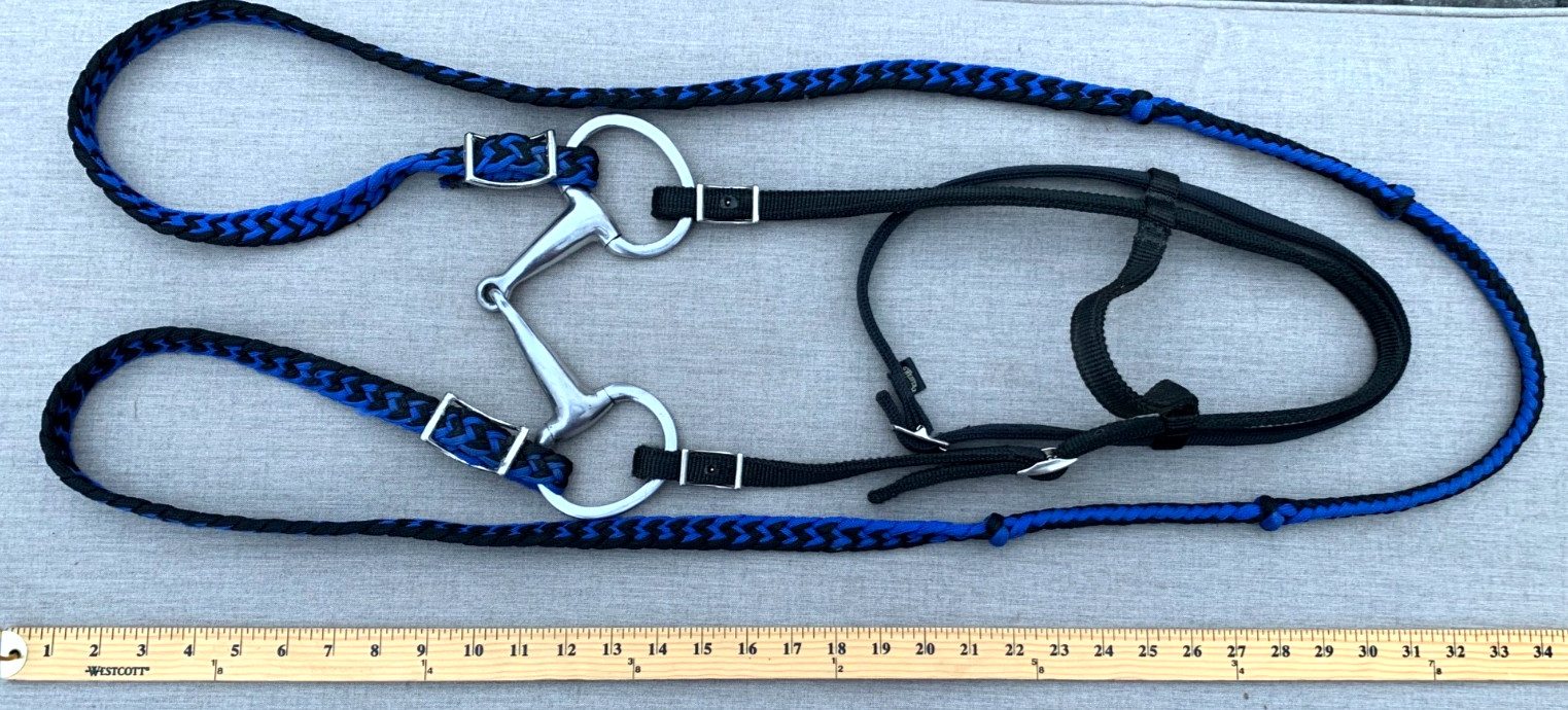 Weaver Nylon Horse Headstall, Roping Gaming Reins, Eggbutt Snaffle Bit