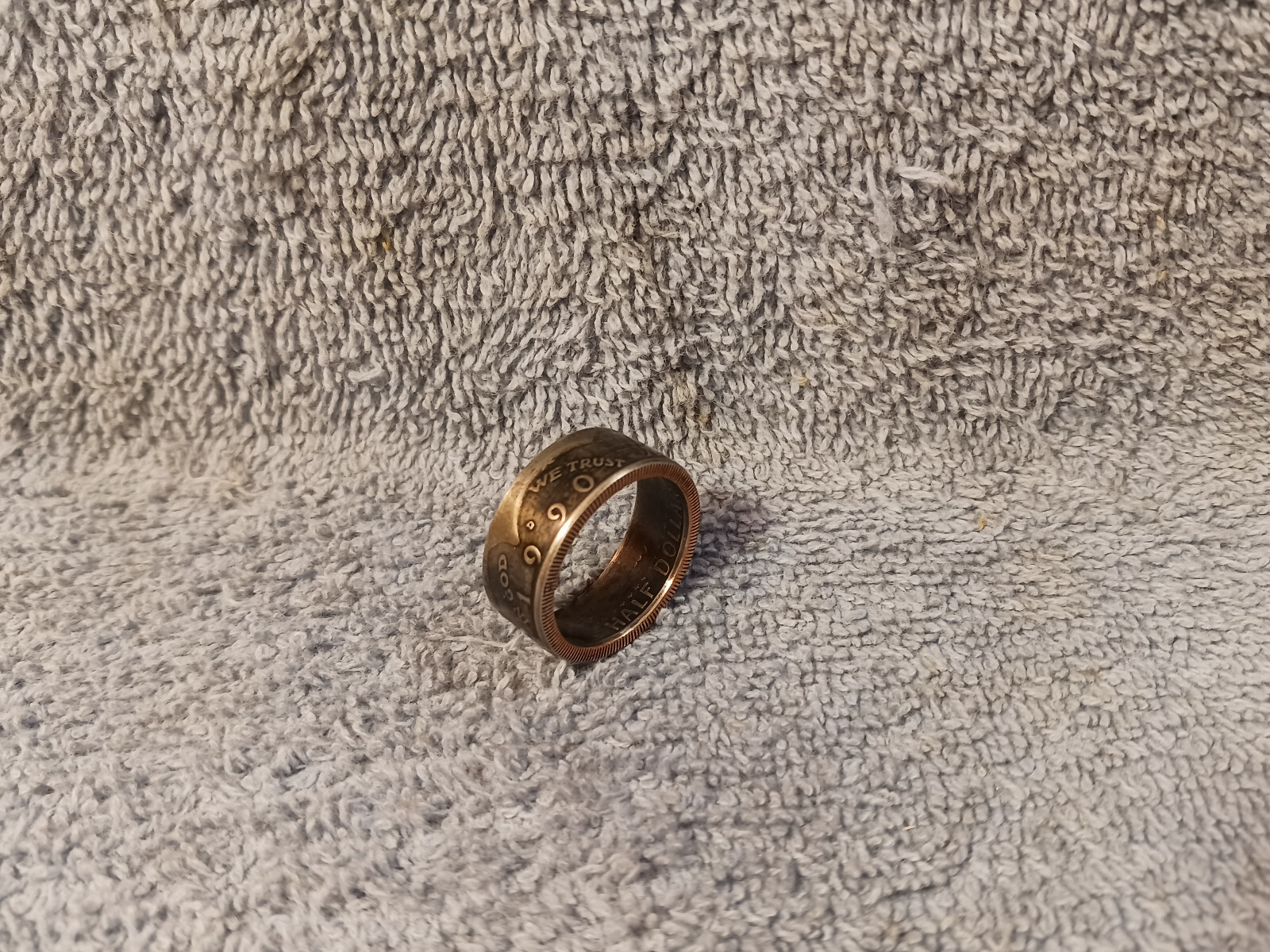 1990 Kennedy Half Dollars  size 11   coin ring  handmade mixed metals (A)