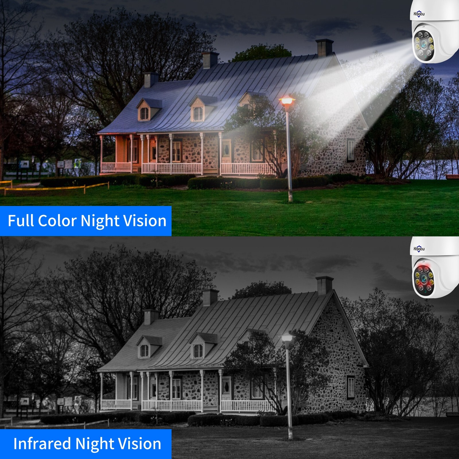 Hiseeu 5MP Full color night vision Motion Detection PTZ WIFI Security Camera