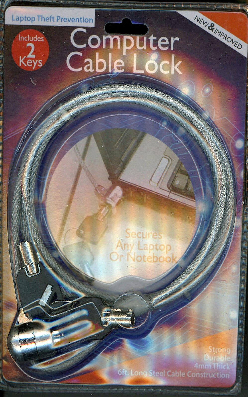 Lock + Key Laptop Computer 4mm Strong Durable Steel 6 ft L Cable  in U.S. B4-A5