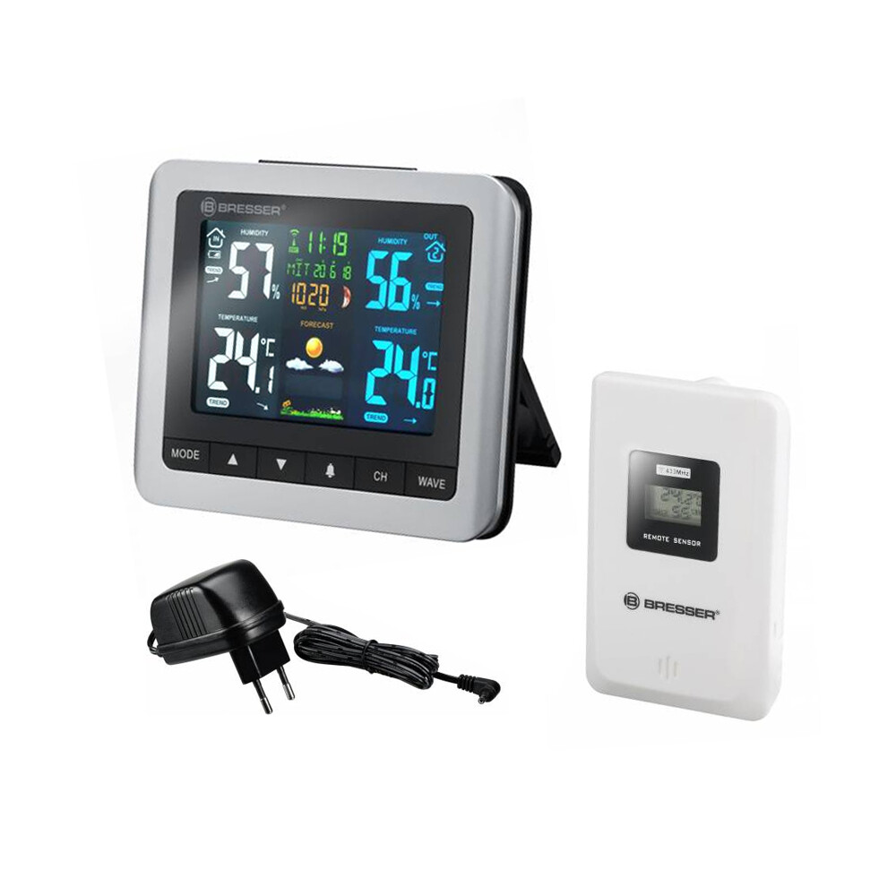BRESSER METEOTEMP WTM DIGITAL COLOR WEATHER STATION WITH OUTDOOR SENSOR
