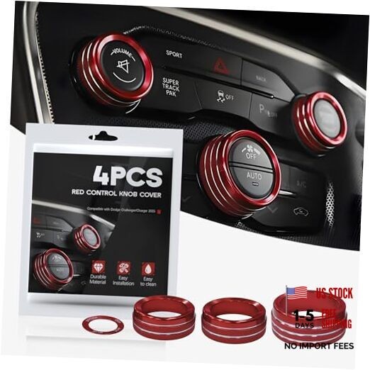 for Challenger Engine Start/Stop Sticker & Volume AC Tune Radio Switch Red