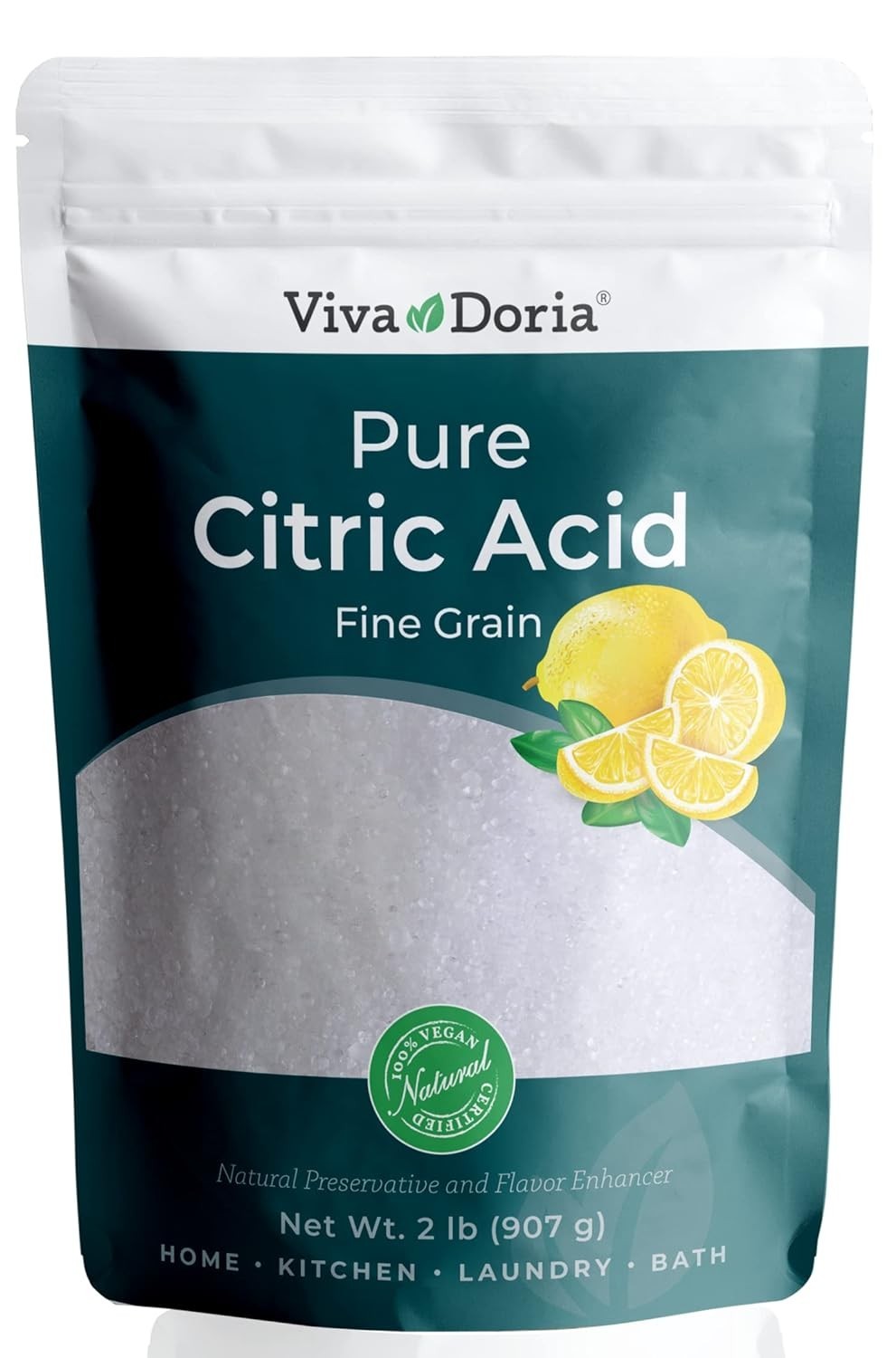 Viva Doria 100% Pure Citric Acid, Food Grade, Fine Grain – 2 lb (907 g)