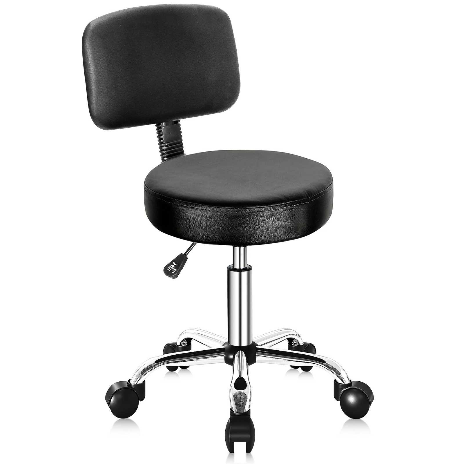 Swivel Salon Stool Multi-Purpose Drafting Spa Bar Stool with Back Cushion Black