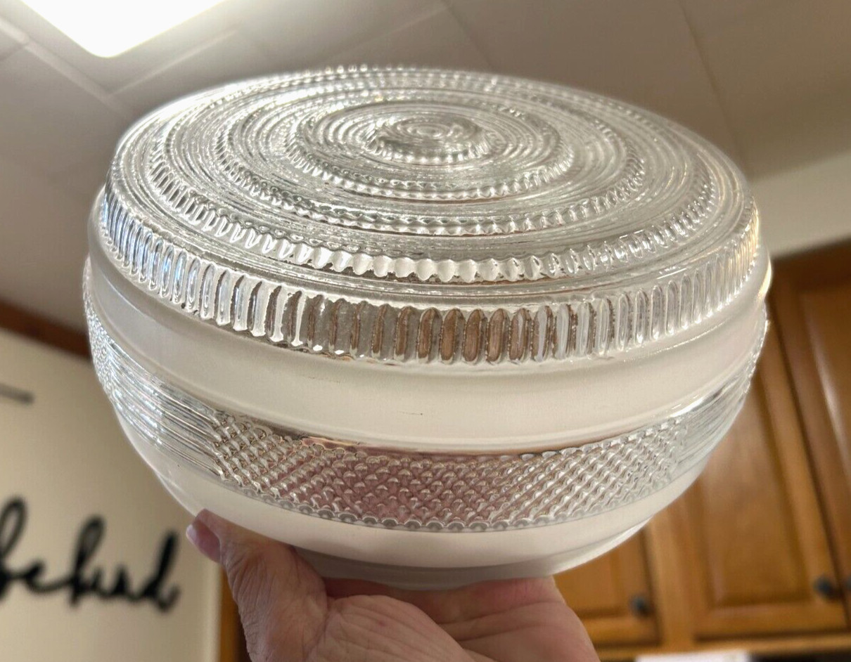 Vintage 1950's Glass Ceiling Light Fixture Globe 7 3/4" Fitted Bottom